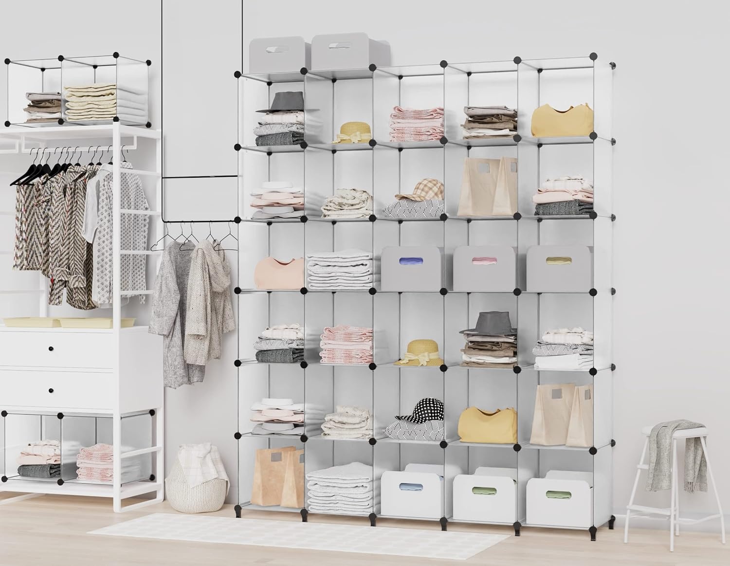 image:imageCloset Organizers and Storage 12 Cube Storage Organizer Portable Closet Organization Clothes Shelves for Kids Closet Bedroom Bathroom Office BlackTransparent