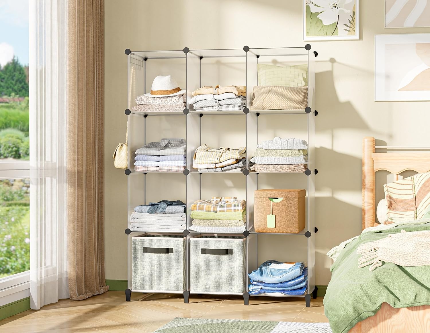 image:imageCloset Organizers and Storage 12 Cube Storage Organizer Portable Closet Organization Clothes Shelves for Kids Closet Bedroom Bathroom Office BlackTransparent