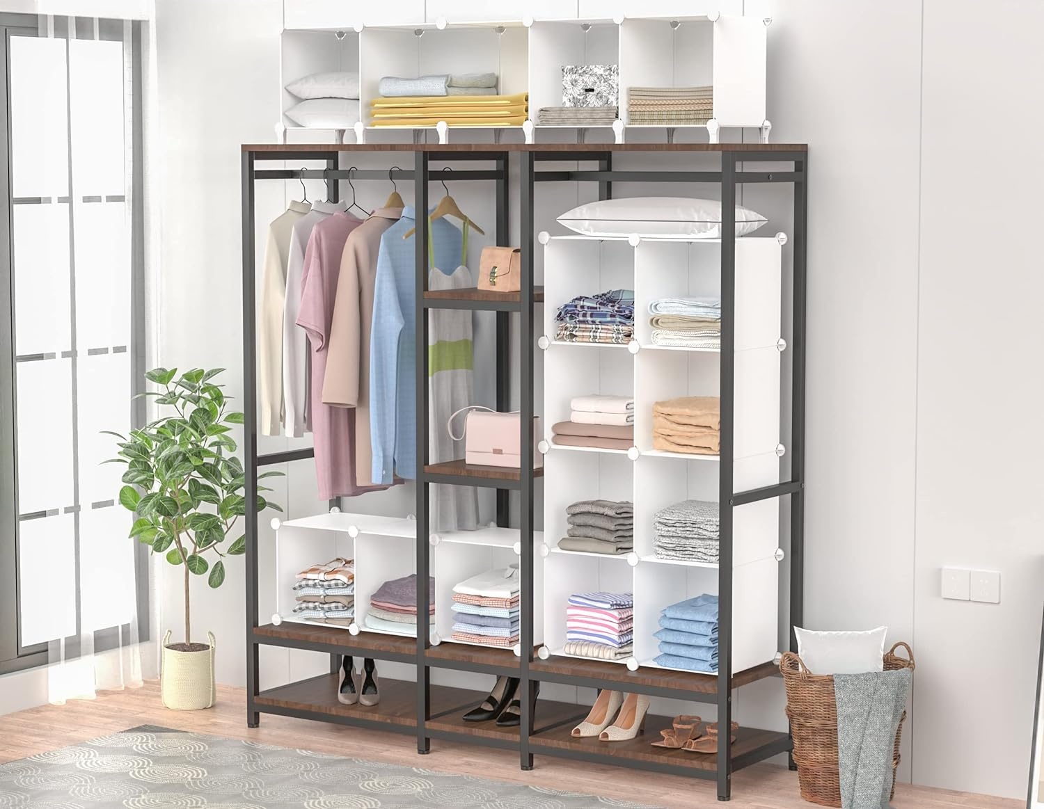 image:imageCloset Organizers and Storage 12 Cube Storage Organizer Portable Closet Organization Clothes Shelves for Kids Closet Bedroom Bathroom Office BlackWhite