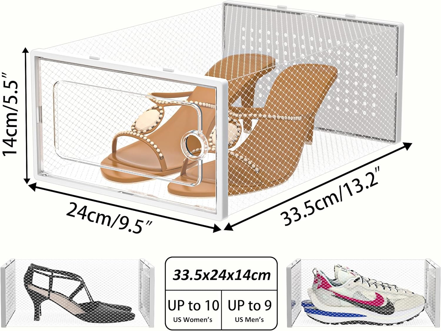 image:imageHOMIDEC 12 Pack Shoe Storage Box Clear Plastic Stackable Sneaker Box Shoe Organizer for Closet Under Bed EntrywayWhite