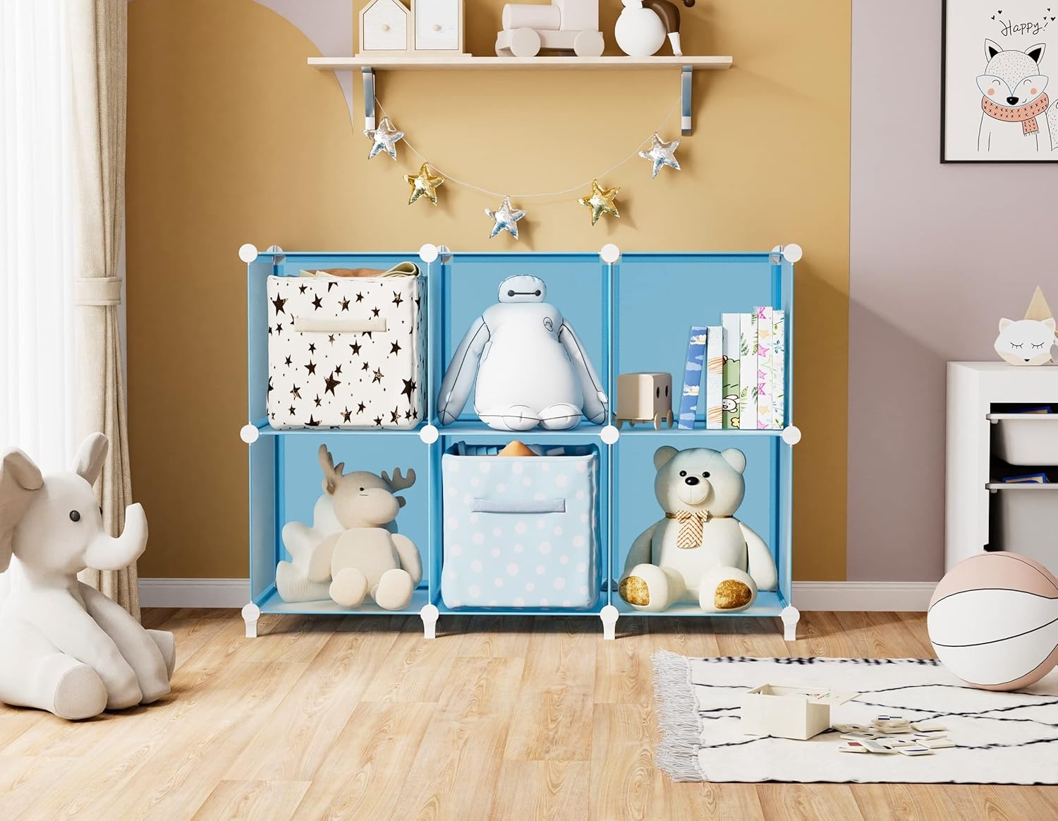 image:imageHOMIDEC 6Cube Storage Organizer Closet Organizer Storage Cabinet Shelf Bookcase BookshelfStorage Cubes Organizers Cabinet for KidsCloset BedroomBathroomBlue