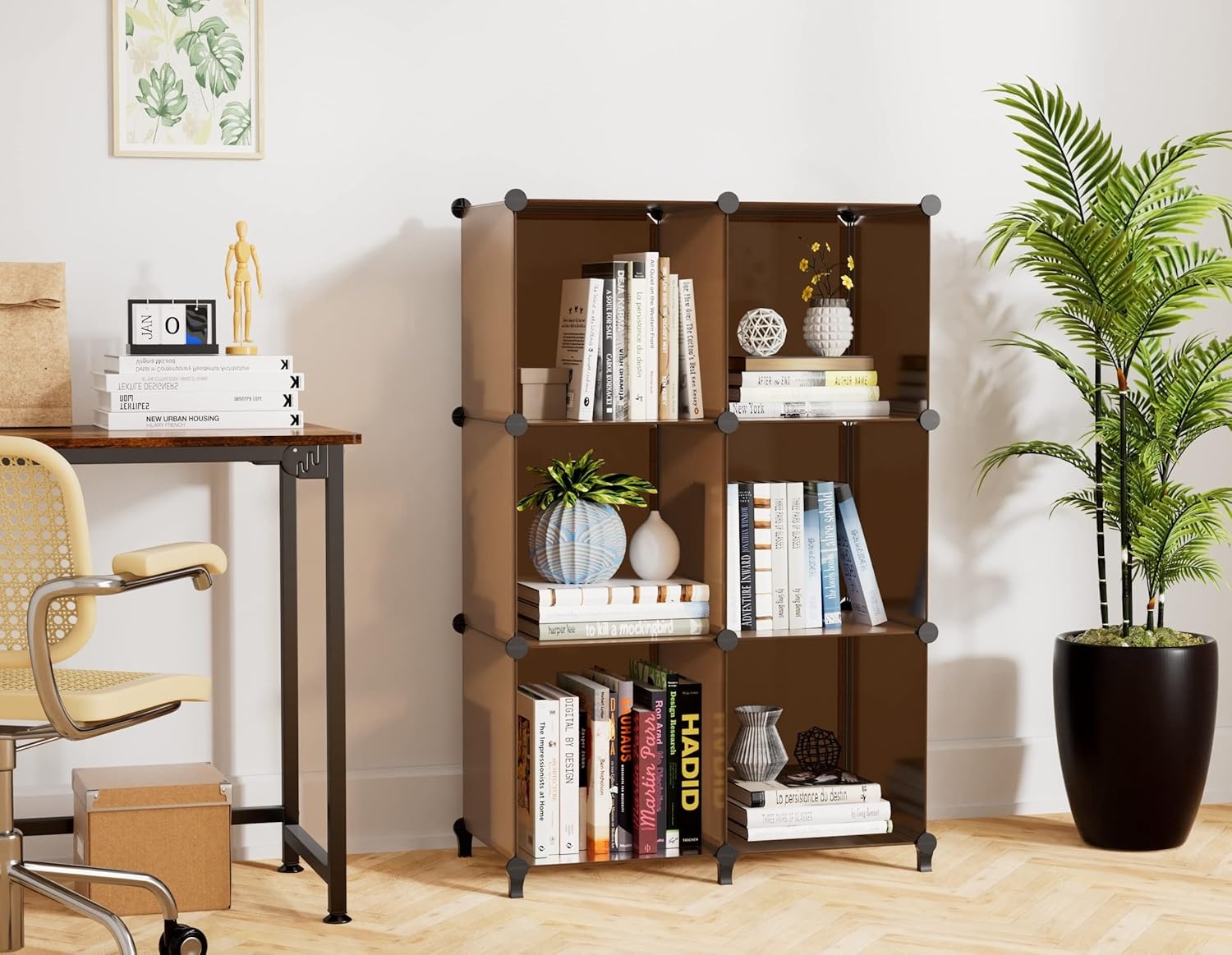 image:imageHOMIDEC 6Cube Storage Organizer Closet Organizer Storage Cabinet Shelf Bookcase BookshelfStorage Cubes Organizers Cabinet for KidsCloset BedroomBathroomBrown