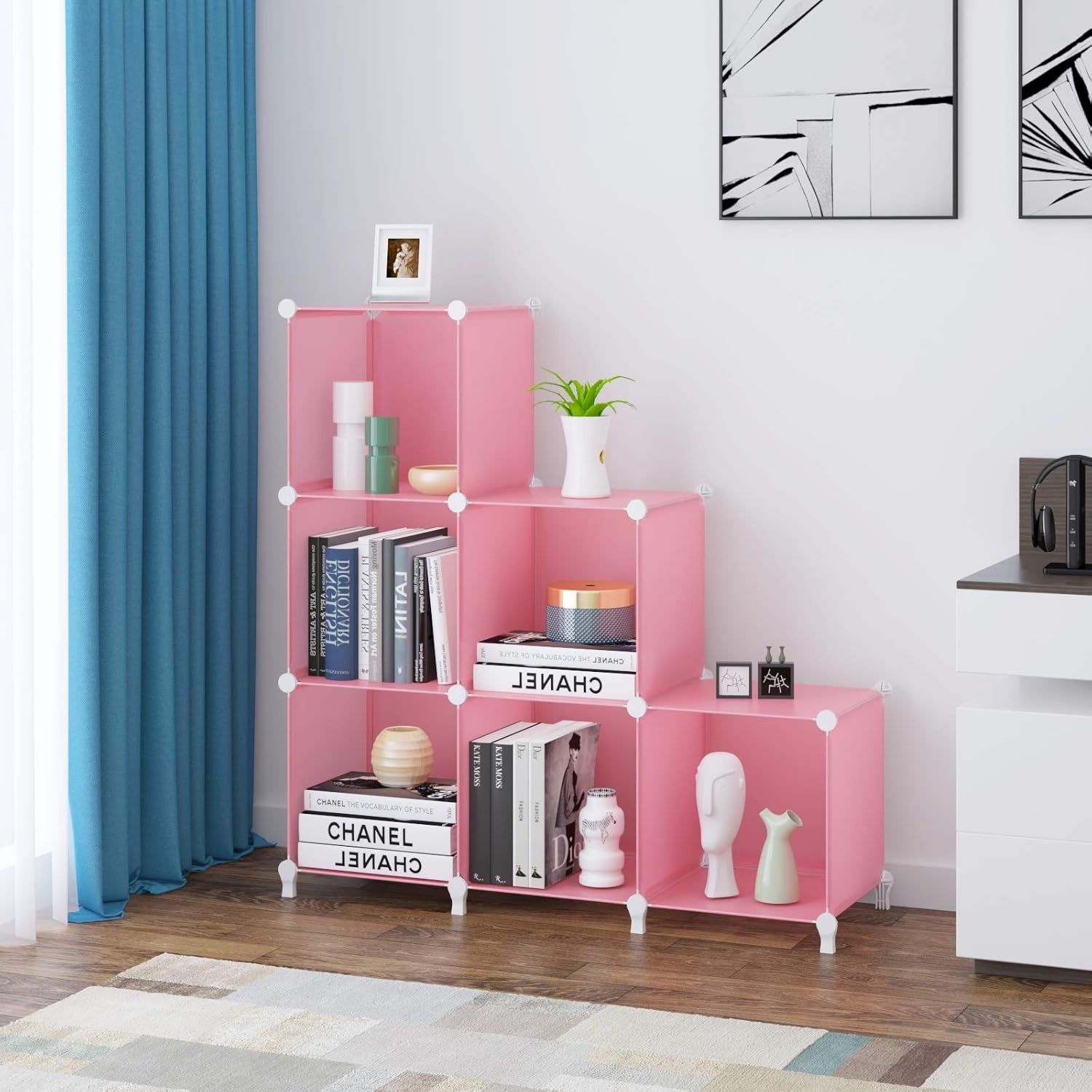 image:imageHOMIDEC 6Cube Storage Organizer Closet Organizer Storage Cabinet Shelf Bookcase BookshelfStorage Cubes Organizers Cabinet for KidsCloset BedroomBathroomPink