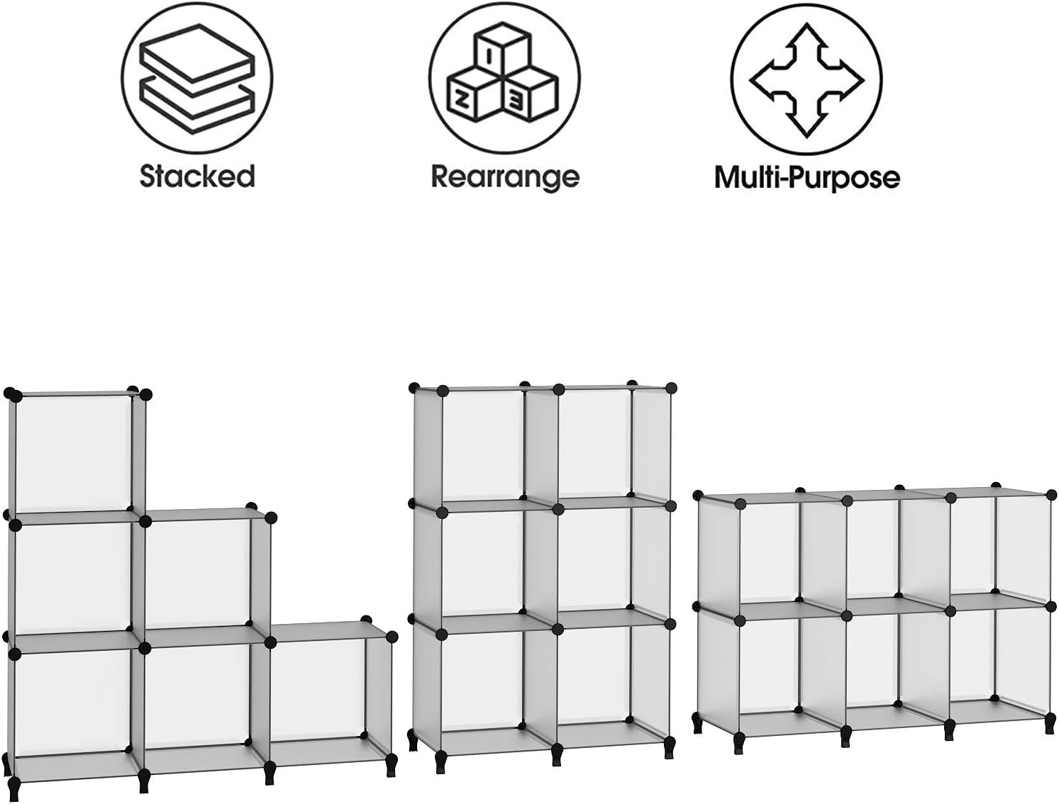 image:imageHOMIDEC 6Cube Storage Organizer Closet Organizer Storage Cabinet Shelf Bookcase BookshelfStorage Cubes Organizers Cabinet for KidsCloset BedroomBathroomGrey