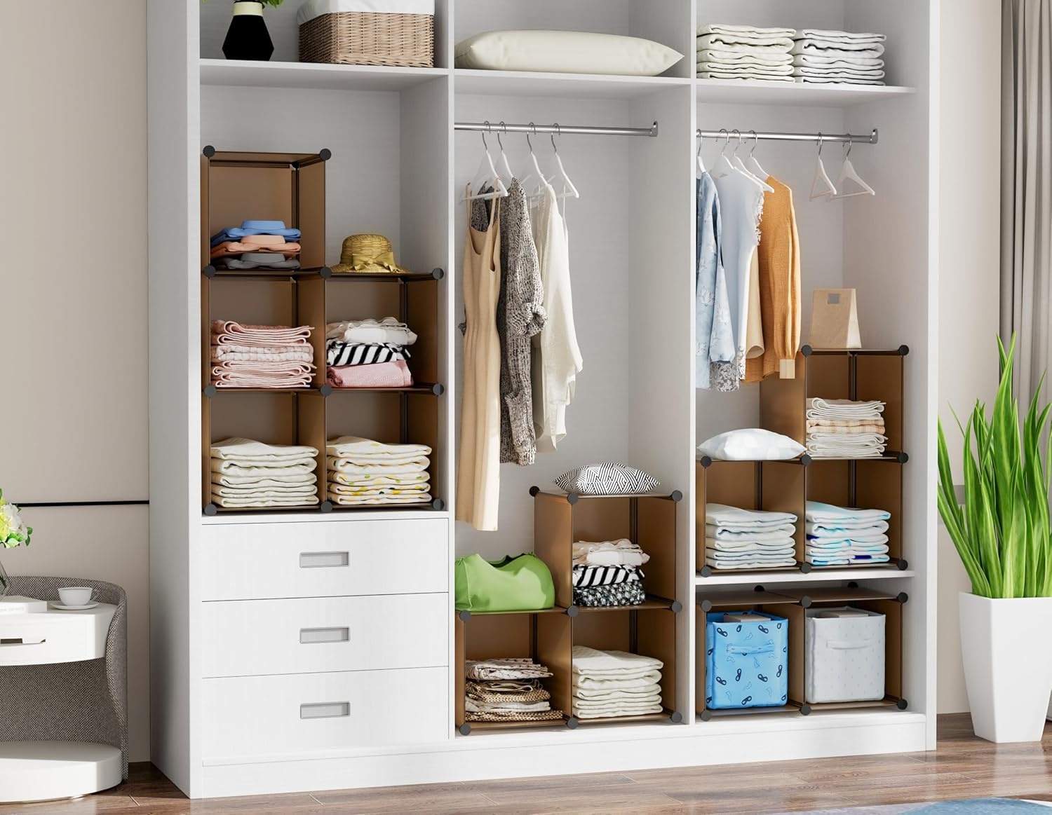 image:imageHOMIDEC 6Cube Storage Organizer Closet Organizer Storage Cabinet Shelf Bookcase BookshelfStorage Cubes Organizers Cabinet for KidsCloset BedroomBathroomBrown