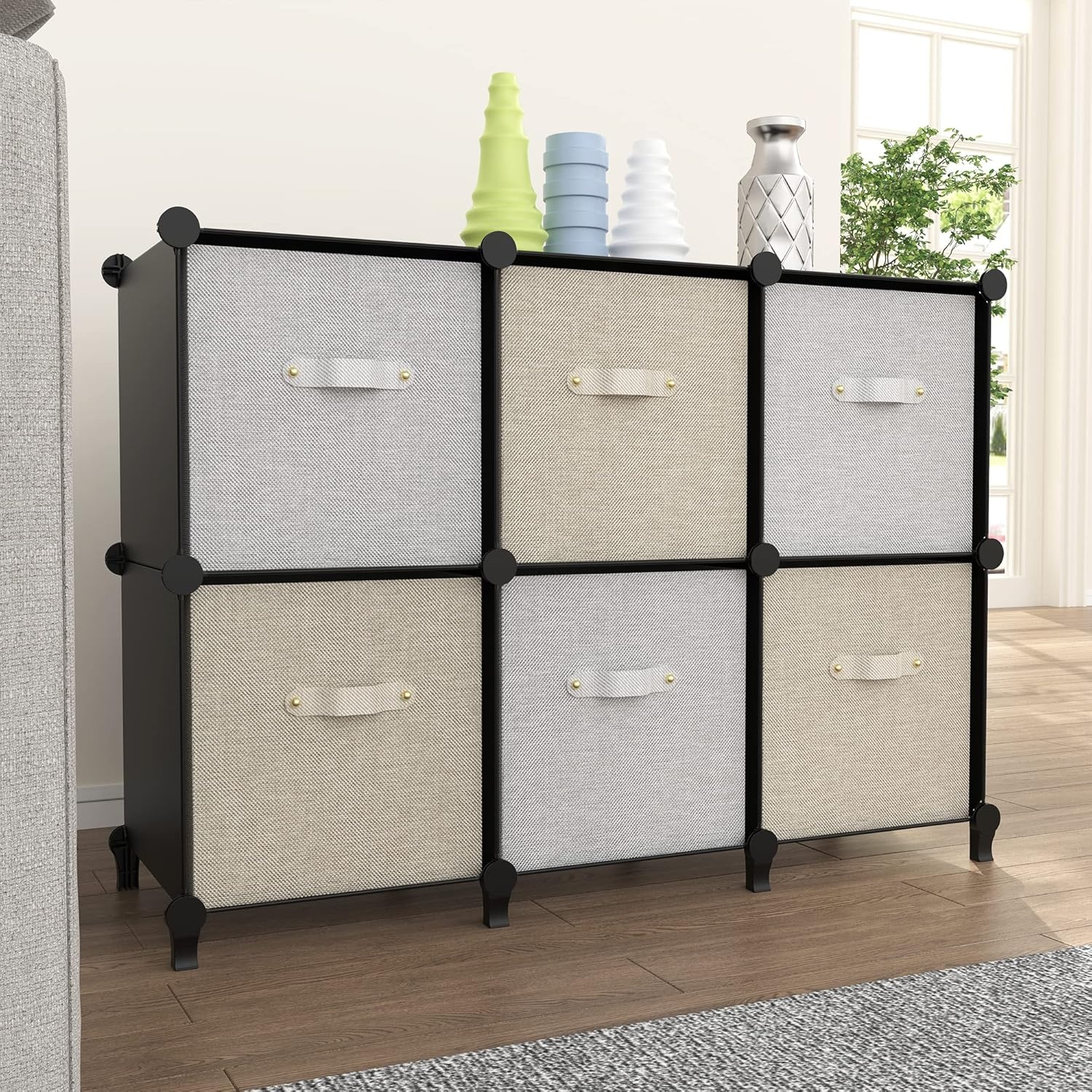 image:imageHOMIDEC 6Cube Storage Organizer Closet Organizer Storage Cabinet Shelf Bookcase BookshelfStorage Cubes Organizers Cabinet for KidsCloset BedroomBathroomBlack