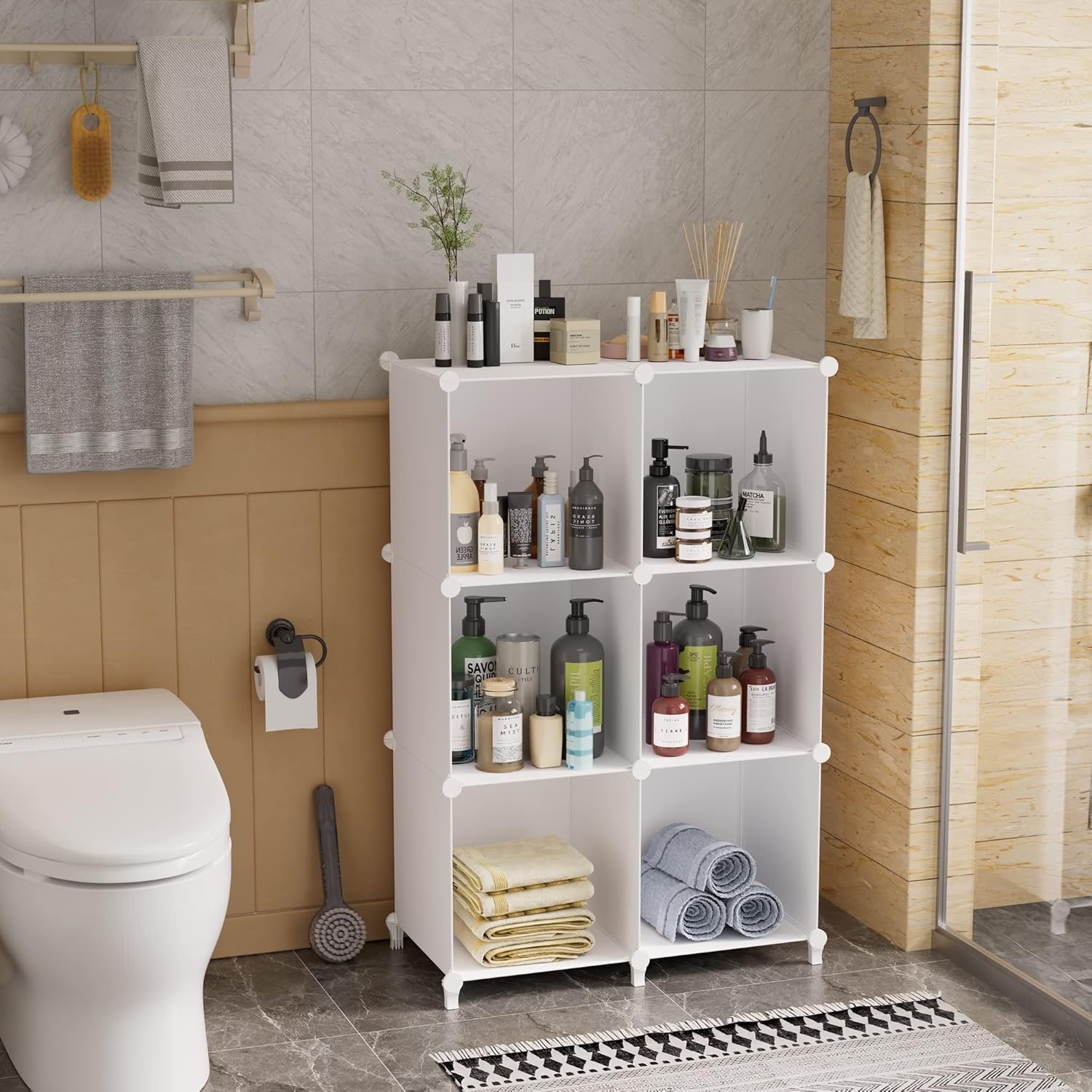image:imageHOMIDEC 6Cube Storage Organizer Closet Organizer Storage Cabinet Shelf Bookcase BookshelfStorage Cubes Organizers Cabinet for KidsCloset BedroomBathroomWhite 1