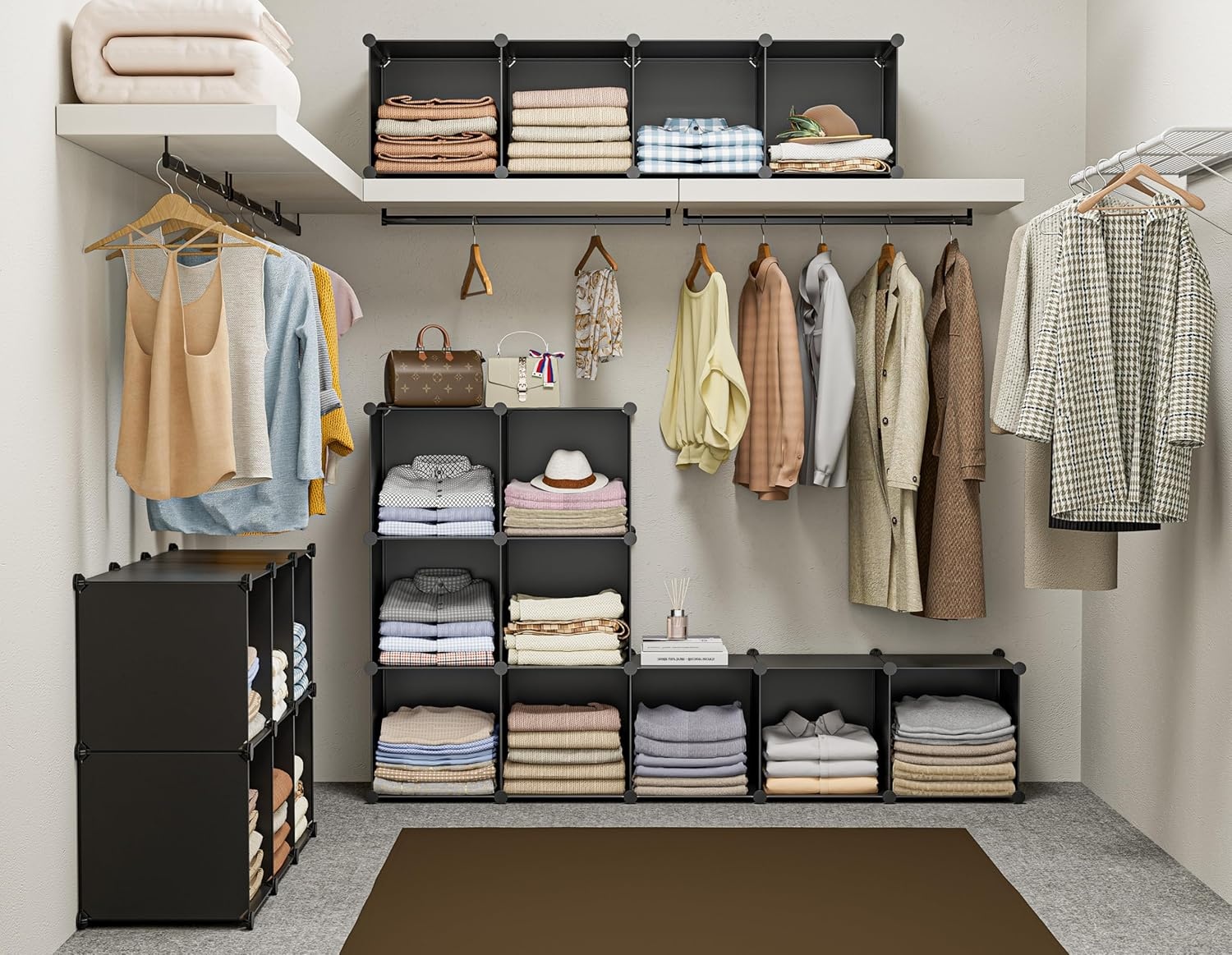 image:imageHOMIDEC 6Cube Storage Organizer Closet Organizer Storage Cabinet Shelf Bookcase BookshelfStorage Cubes Organizers Cabinet for KidsCloset BedroomBathroomBlack