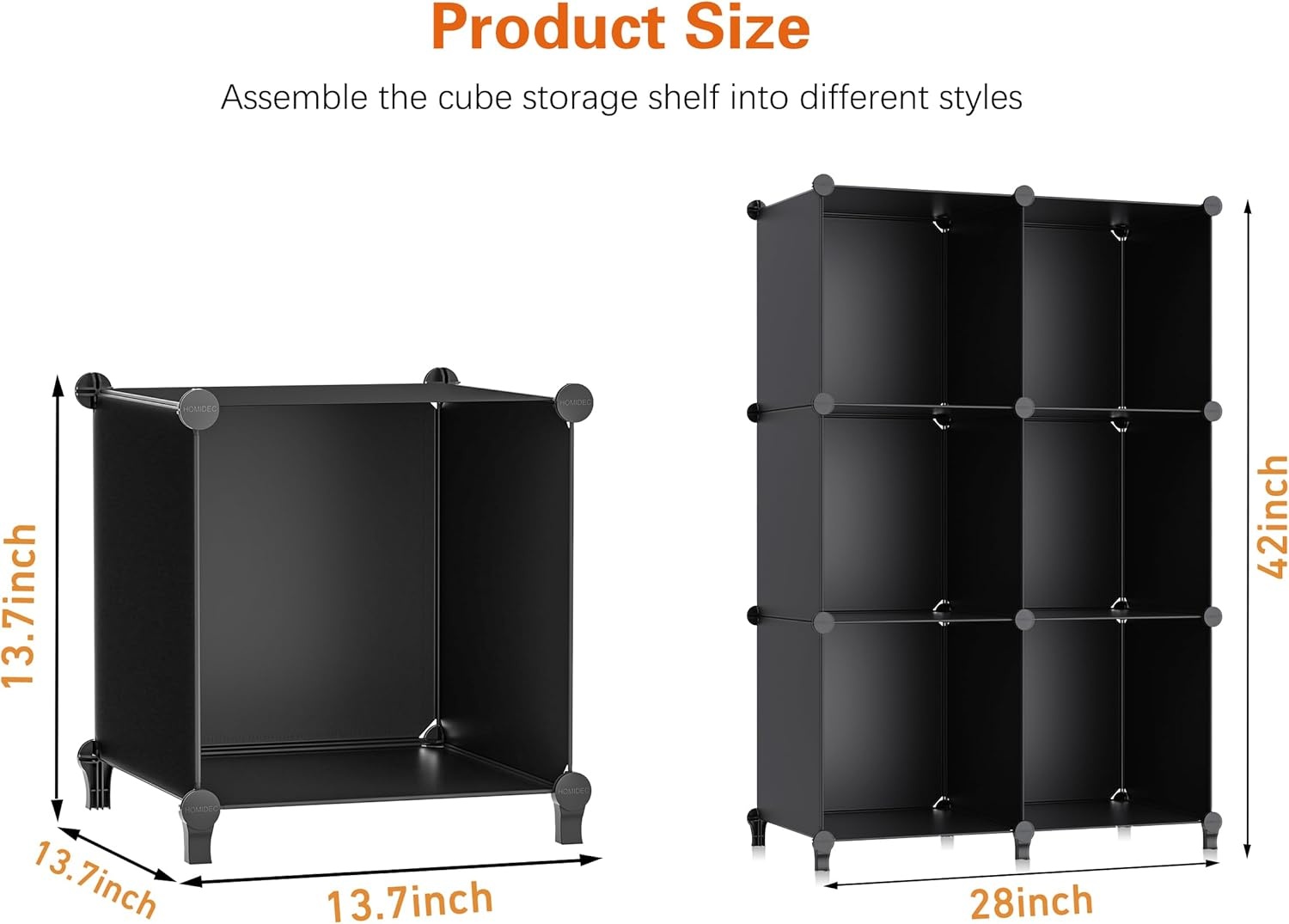 image:imageHOMIDEC 6Cube Storage Organizer Closet Organizer Storage Cabinet Shelf Bookcase BookshelfStorage Cubes Organizers Cabinet for KidsCloset BedroomBathroomBlack