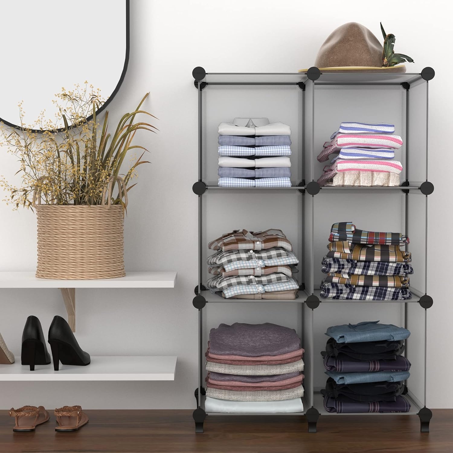 image:imageHOMIDEC 6Cube Storage Organizer Closet Organizer Storage Cabinet Shelf Bookcase BookshelfStorage Cubes Organizers Cabinet for KidsCloset BedroomBathroomGrey