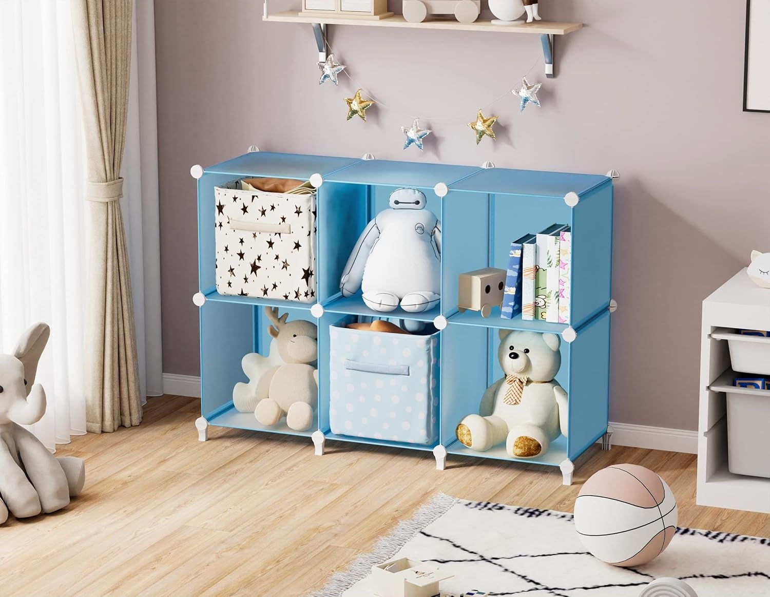 image:imageHOMIDEC 6Cube Storage Organizer Closet Organizer Storage Cabinet Shelf Bookcase BookshelfStorage Cubes Organizers Cabinet for KidsCloset BedroomBathroomBlue
