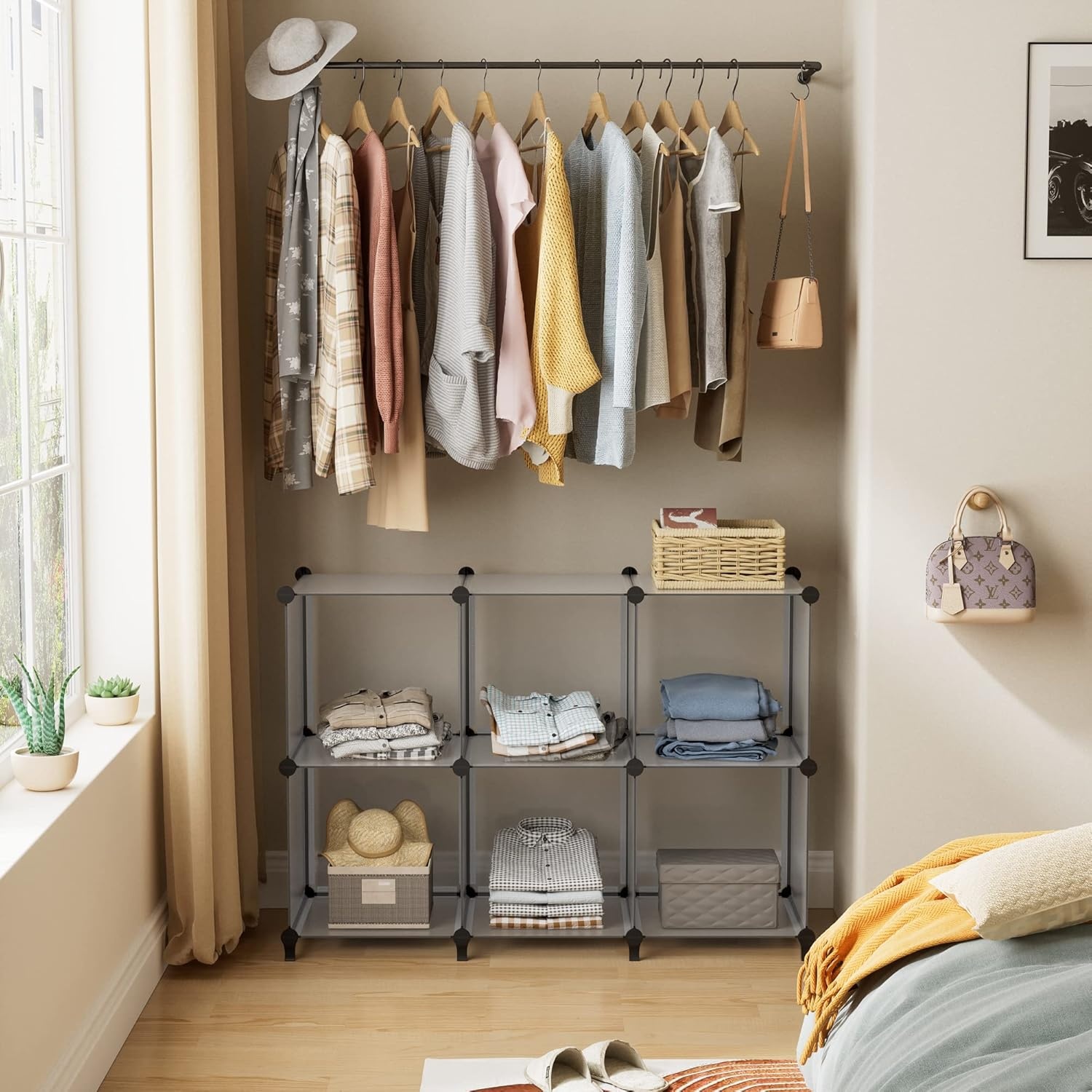 image:imageHOMIDEC 6Cube Storage Organizer Closet Organizer Storage Cabinet Shelf Bookcase BookshelfStorage Cubes Organizers Cabinet for KidsCloset BedroomBathroomGrey