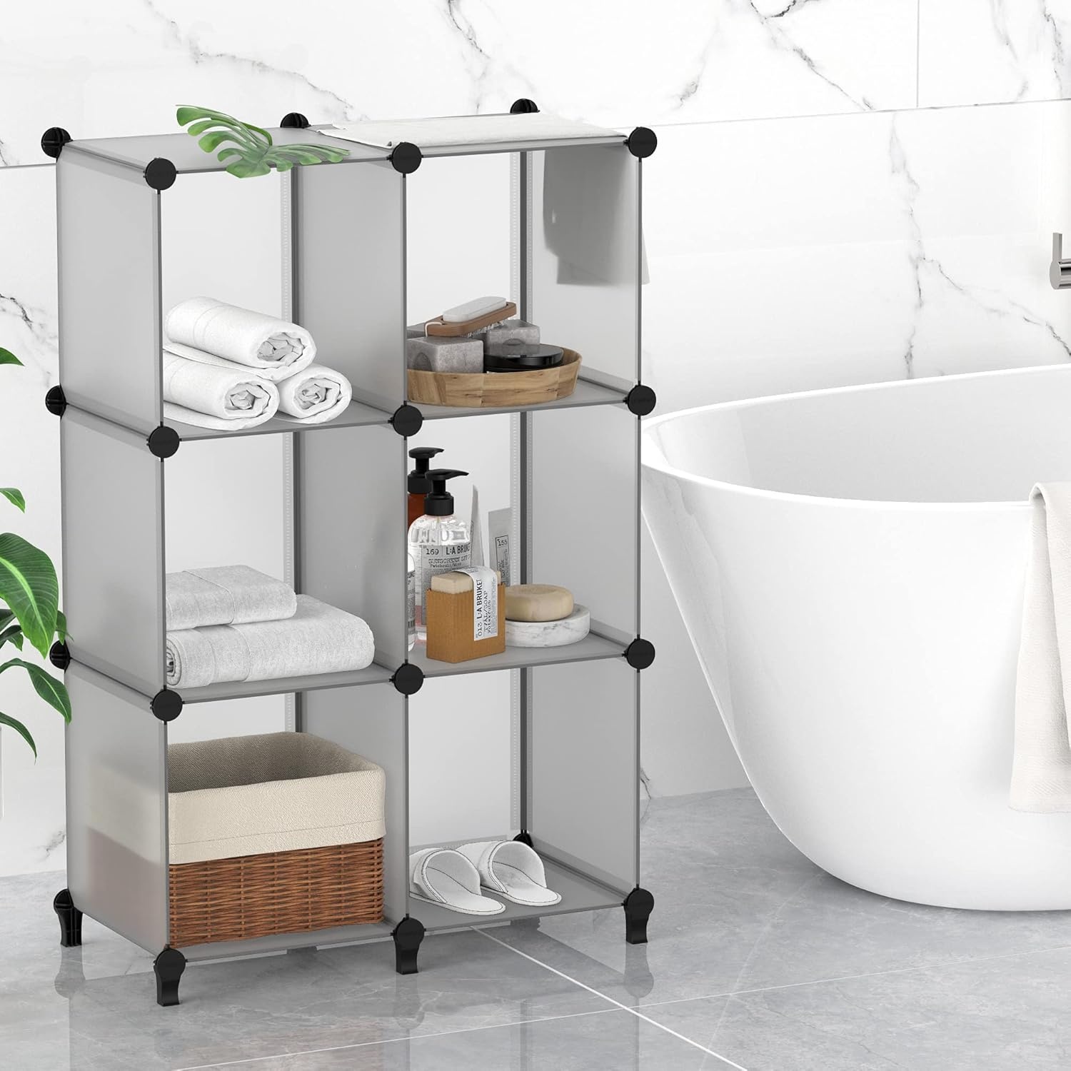 image:imageHOMIDEC 6Cube Storage Organizer Closet Organizer Storage Cabinet Shelf Bookcase BookshelfStorage Cubes Organizers Cabinet for KidsCloset BedroomBathroomGrey