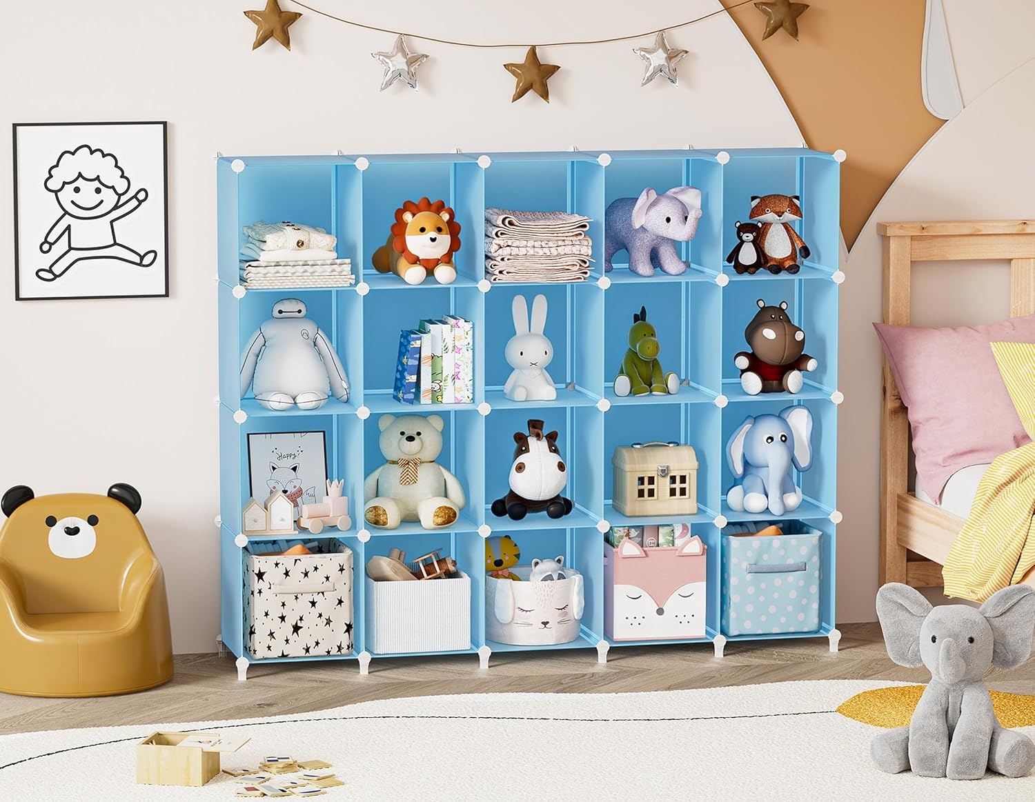 image:imageHOMIDEC 6Cube Storage Organizer Closet Organizer Storage Cabinet Shelf Bookcase BookshelfStorage Cubes Organizers Cabinet for KidsCloset BedroomBathroomBlue
