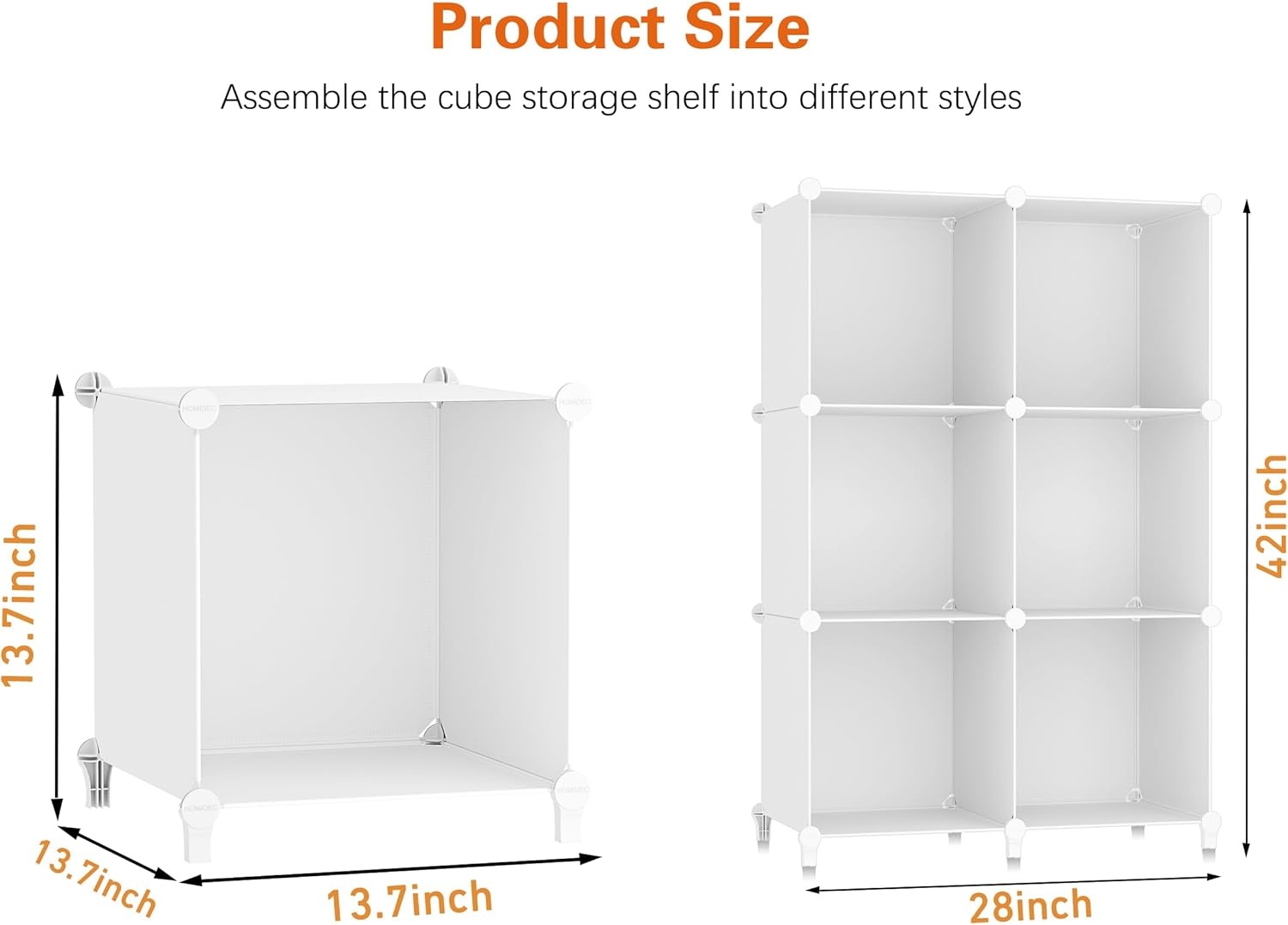 image:imageHOMIDEC 6Cube Storage Organizer Closet Organizer Storage Cabinet Shelf Bookcase BookshelfStorage Cubes Organizers Cabinet for KidsCloset BedroomBathroomWhite 1