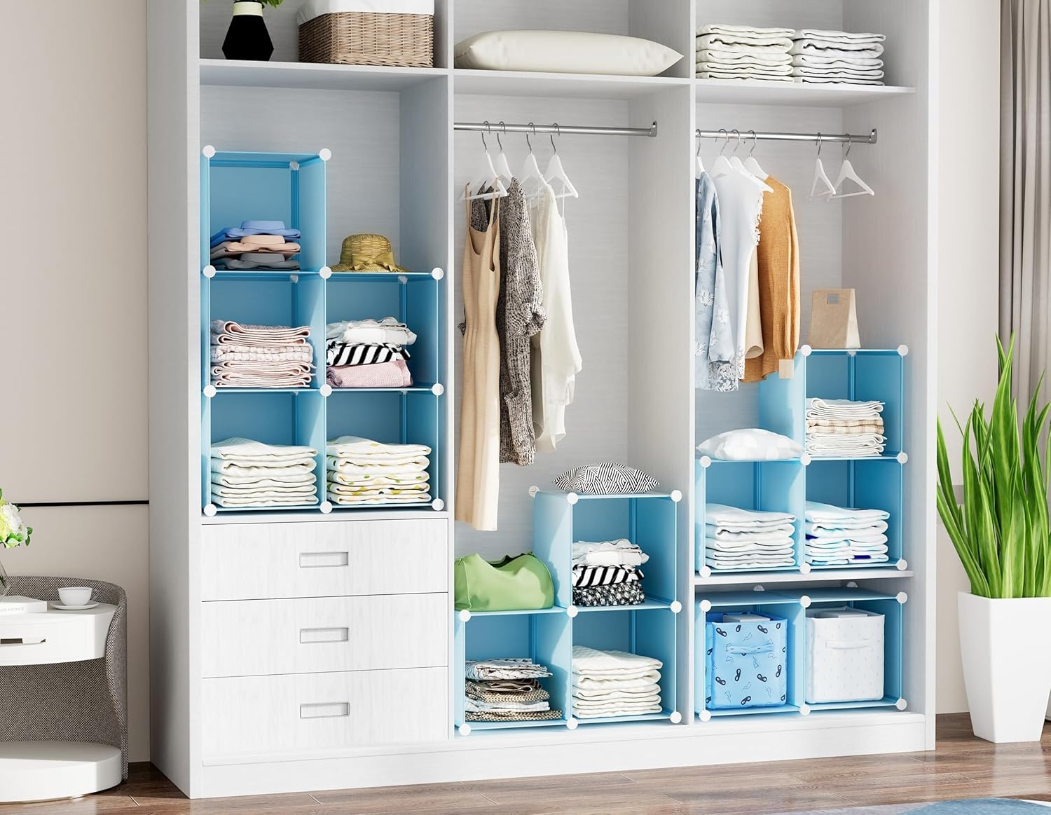 image:imageHOMIDEC 6Cube Storage Organizer Closet Organizer Storage Cabinet Shelf Bookcase BookshelfStorage Cubes Organizers Cabinet for KidsCloset BedroomBathroomBlue