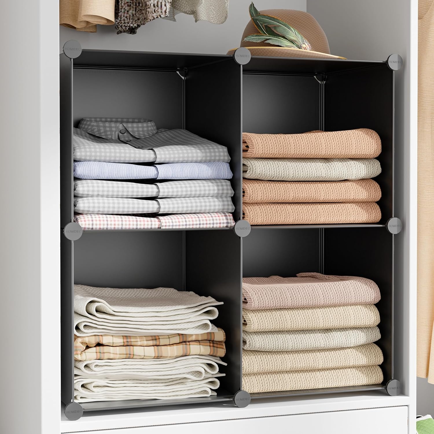 image:imageHOMIDEC 6Cube Storage Organizer Closet Organizer Storage Cabinet Shelf Bookcase BookshelfStorage Cubes Organizers Cabinet for KidsCloset BedroomBathroomBlack