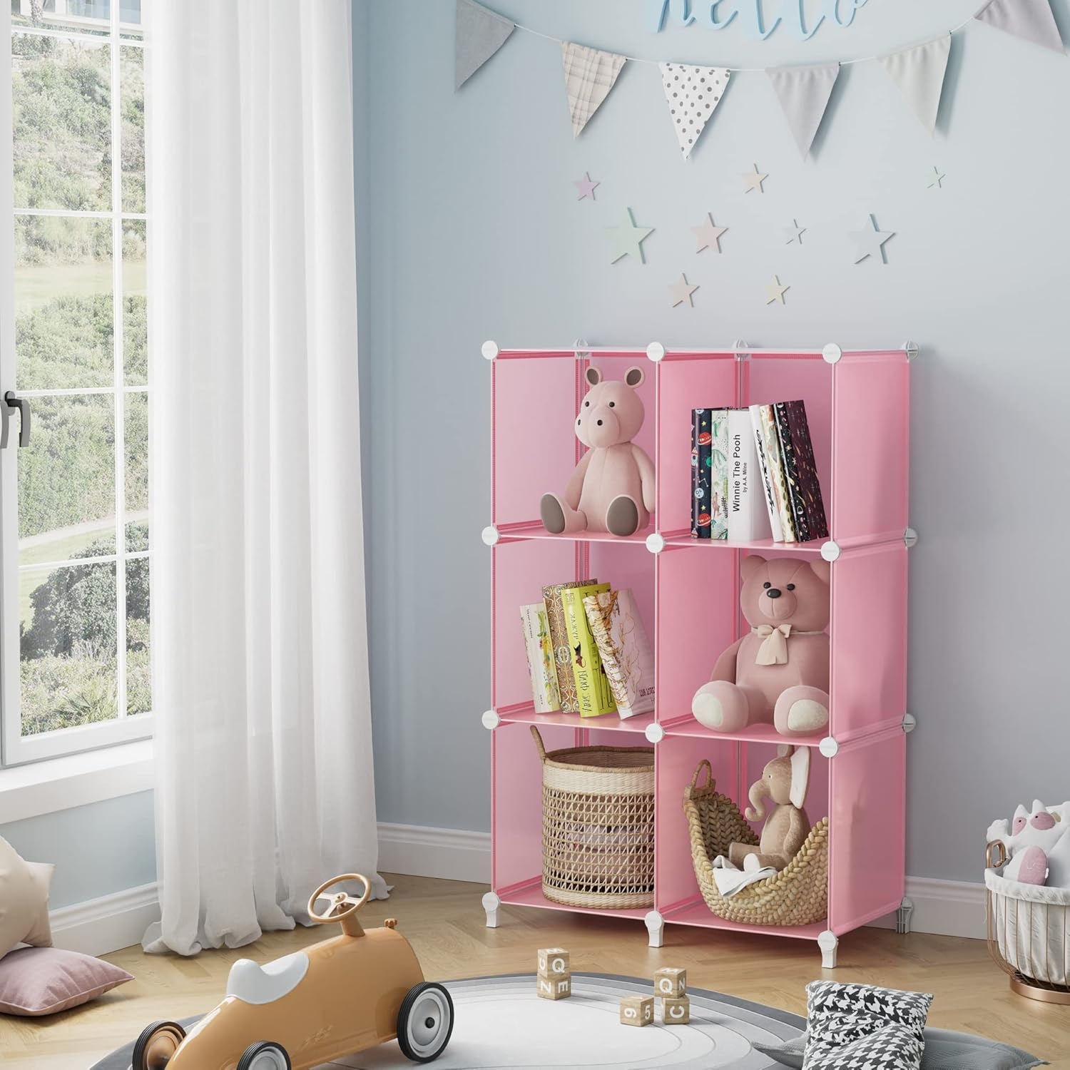 image:imageHOMIDEC 6Cube Storage Organizer Closet Organizer Storage Cabinet Shelf Bookcase BookshelfStorage Cubes Organizers Cabinet for KidsCloset BedroomBathroomPink