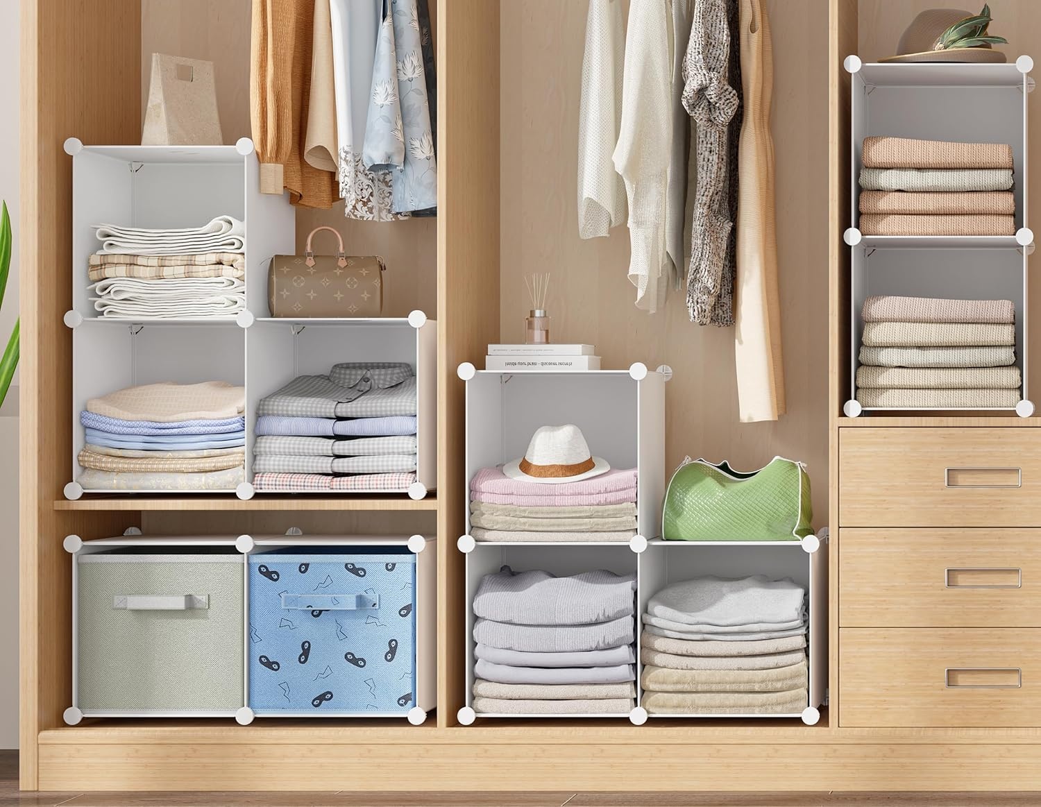 image:imageHOMIDEC 6Cube Storage Organizer Closet Organizer Storage Cabinet Shelf Bookcase BookshelfStorage Cubes Organizers Cabinet for KidsCloset BedroomBathroomWhite 1