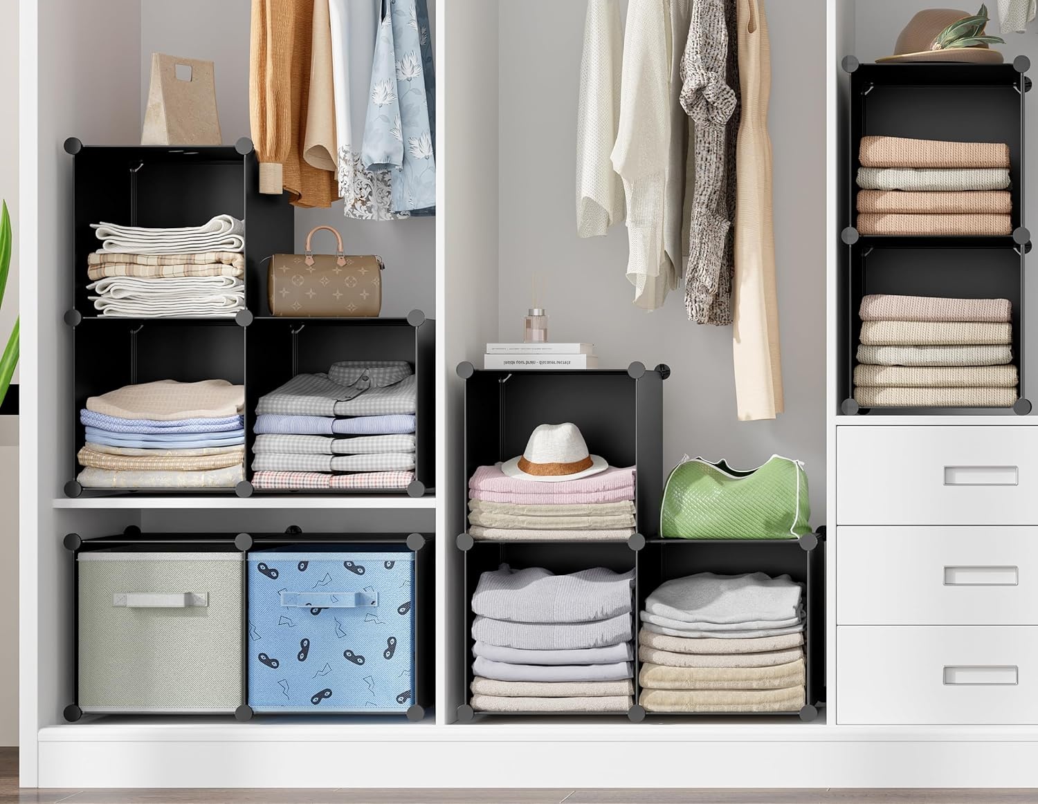 image:imageHOMIDEC 6Cube Storage Organizer Closet Organizer Storage Cabinet Shelf Bookcase BookshelfStorage Cubes Organizers Cabinet for KidsCloset BedroomBathroomBlack