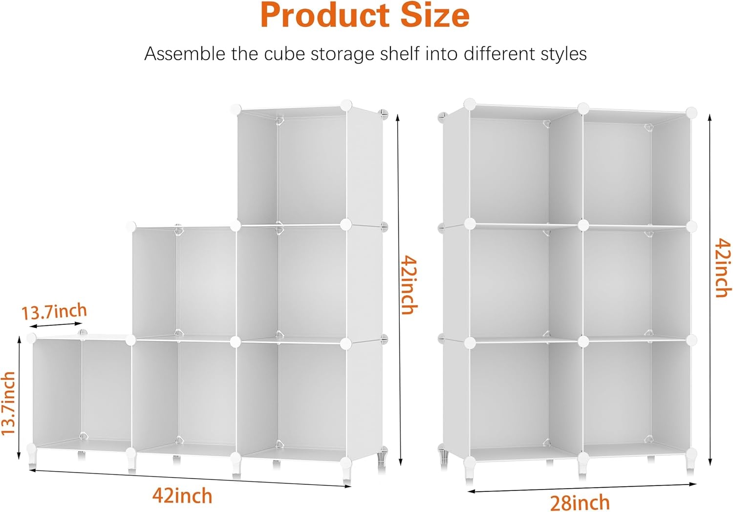 image:imageHOMIDEC 6Cube Storage Organizer Closet Organizer Storage Cabinet Shelf Bookcase BookshelfStorage Cubes Organizers Cabinet for KidsCloset BedroomBathroomWhite 1