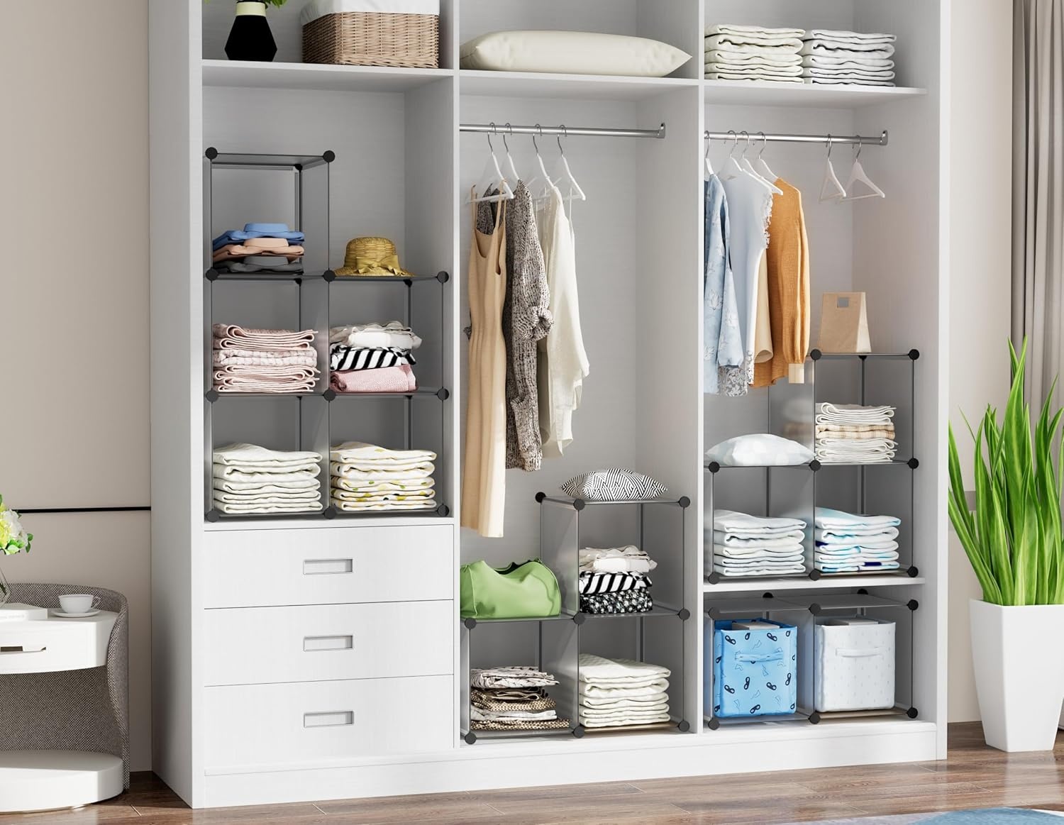 image:imageHOMIDEC 6Cube Storage Organizer Closet Organizer Storage Cabinet Shelf Bookcase BookshelfStorage Cubes Organizers Cabinet for KidsCloset BedroomBathroomGrey