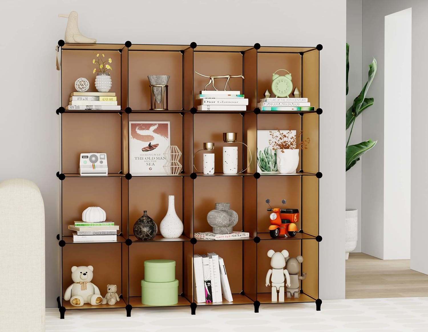 image:imageHOMIDEC Closet Organizers and Storage 16 Cube Storage Organizer Closet Organizer Bookshelf Cubes Shelves for Clothes Bedroom Kids Room Bathroom Wardrobe Garment Racks BlackBrown