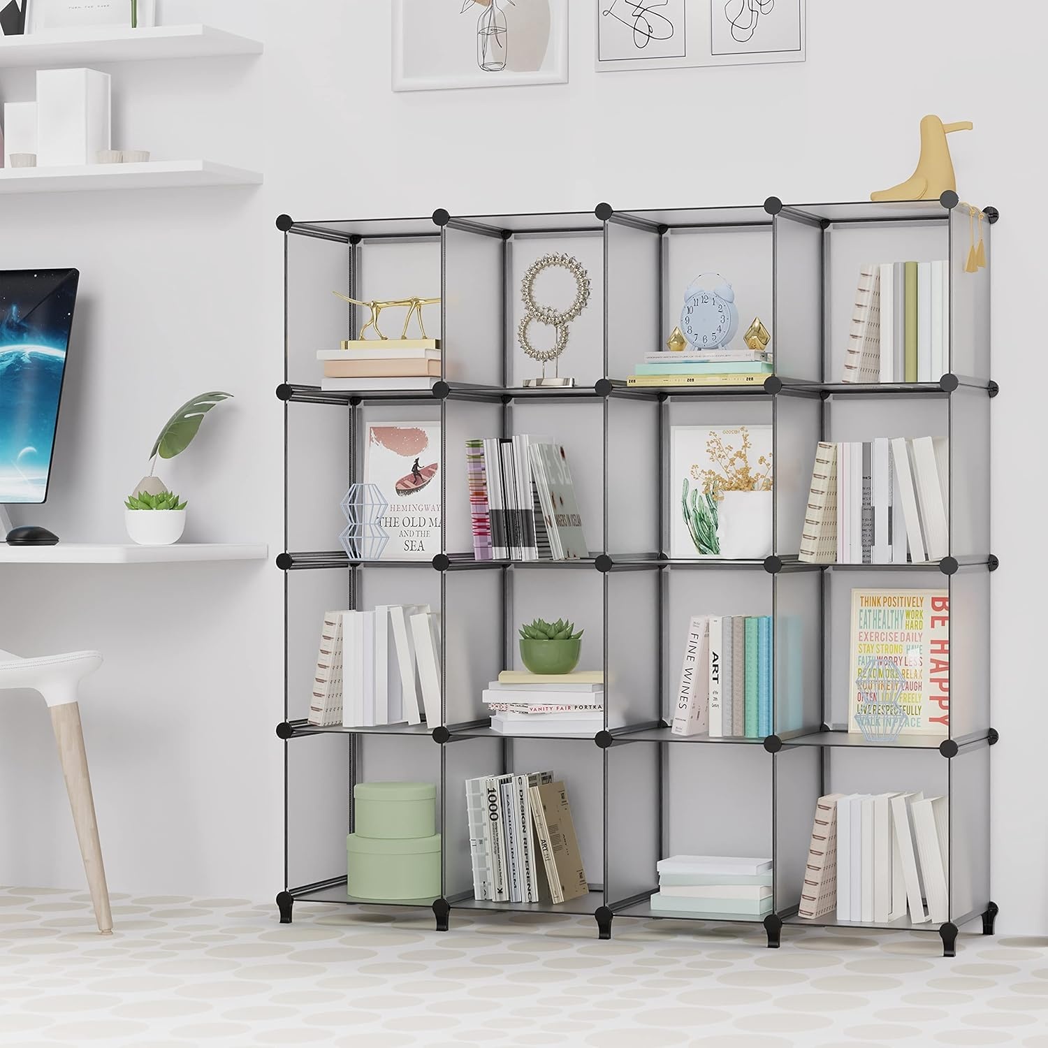 image:imageHOMIDEC Closet Organizers and Storage 16 Cube Storage Organizer Closet Organizer Bookshelf Cubes Shelves for Clothes Bedroom Kids Room Bathroom Wardrobe Garment Racks BlackGrey