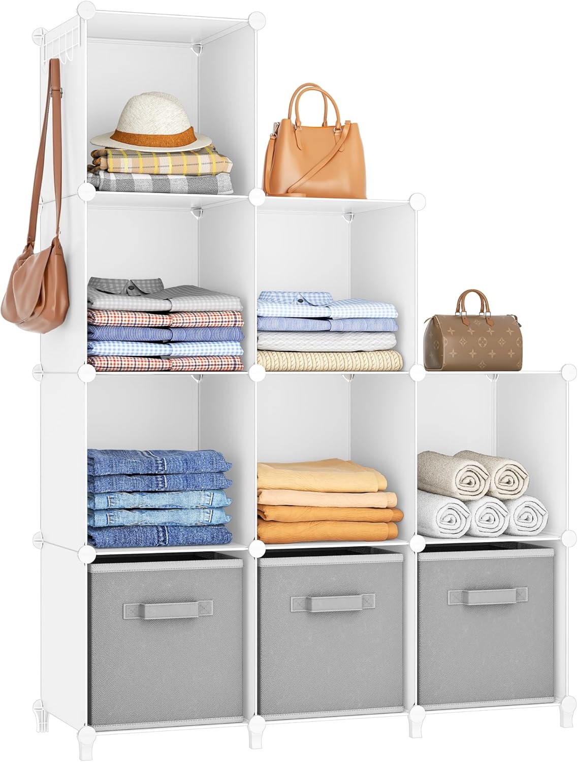 image:imageHOMIDEC Closet Organizers and Storage 16 Cube Storage Organizer Closet Organizer Bookshelf Cubes Shelves for Clothes Bedroom Kids Room Bathroom Wardrobe Garment Racks BlackWhite
