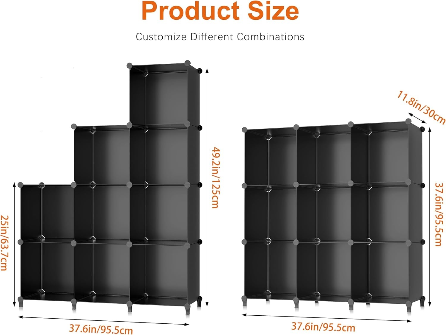 image:imageHOMIDEC Closet Organizers and Storage 16 Cube Storage Organizer Closet Organizer Bookshelf Cubes Shelves for Clothes Bedroom Kids Room Bathroom Wardrobe Garment Racks BlackBlack