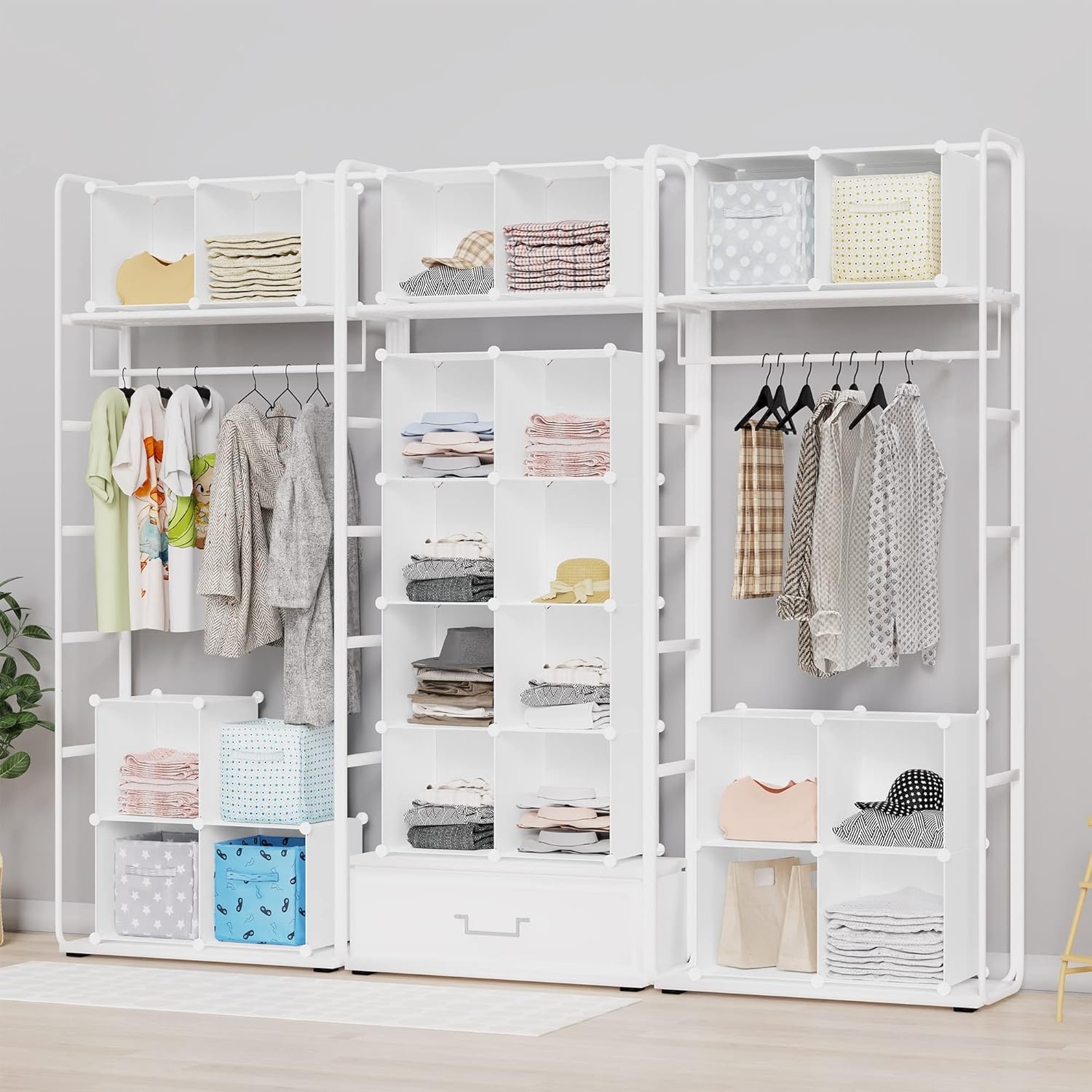 image:imageHOMIDEC Closet Organizers and Storage 16 Cube Storage Organizer Closet Organizer Bookshelf Cubes Shelves for Clothes Bedroom Kids Room Bathroom Wardrobe Garment Racks BlackWhite