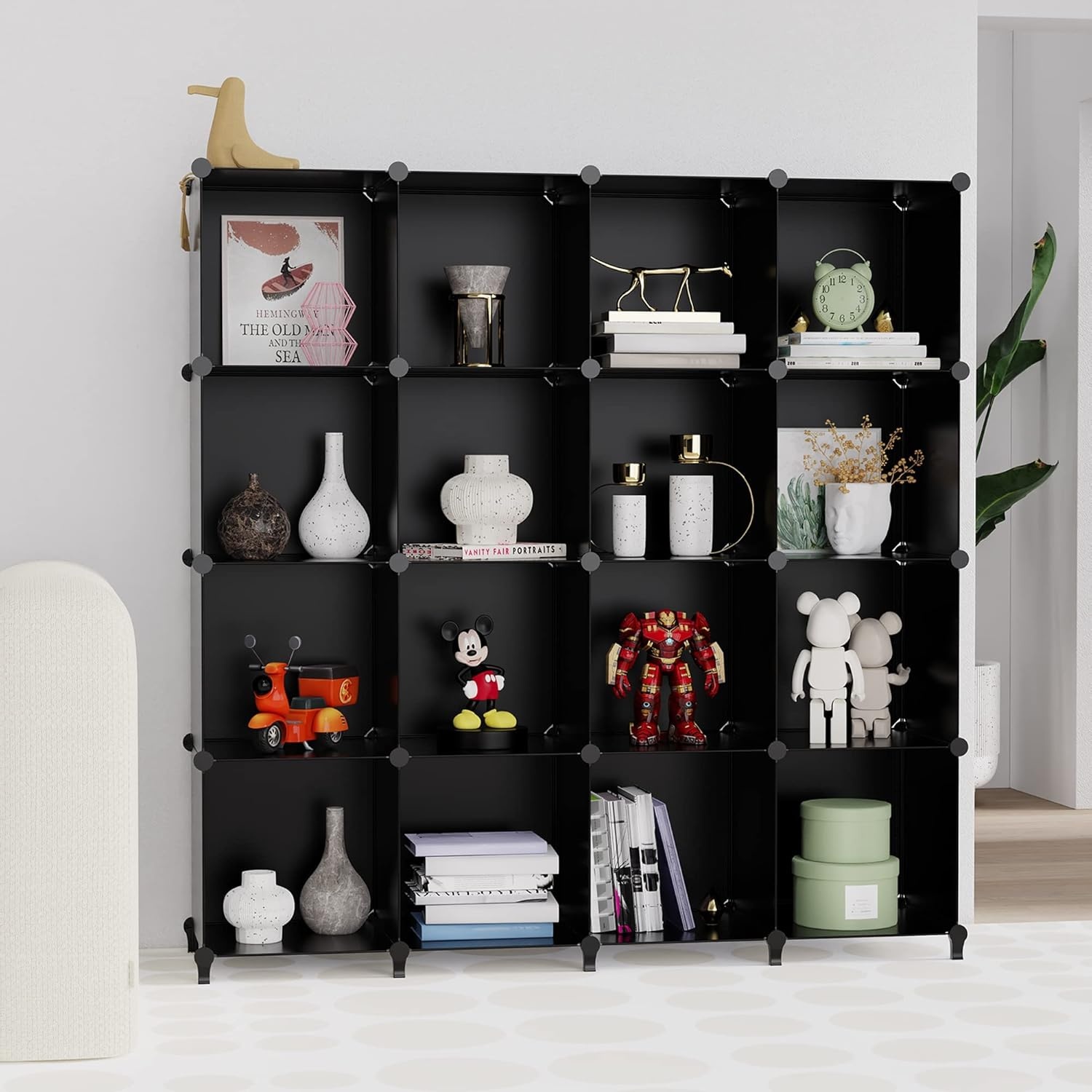 image:imageHOMIDEC Closet Organizers and Storage 16 Cube Storage Organizer Closet Organizer Bookshelf Cubes Shelves for Clothes Bedroom Kids Room Bathroom Wardrobe Garment Racks BlackBlack