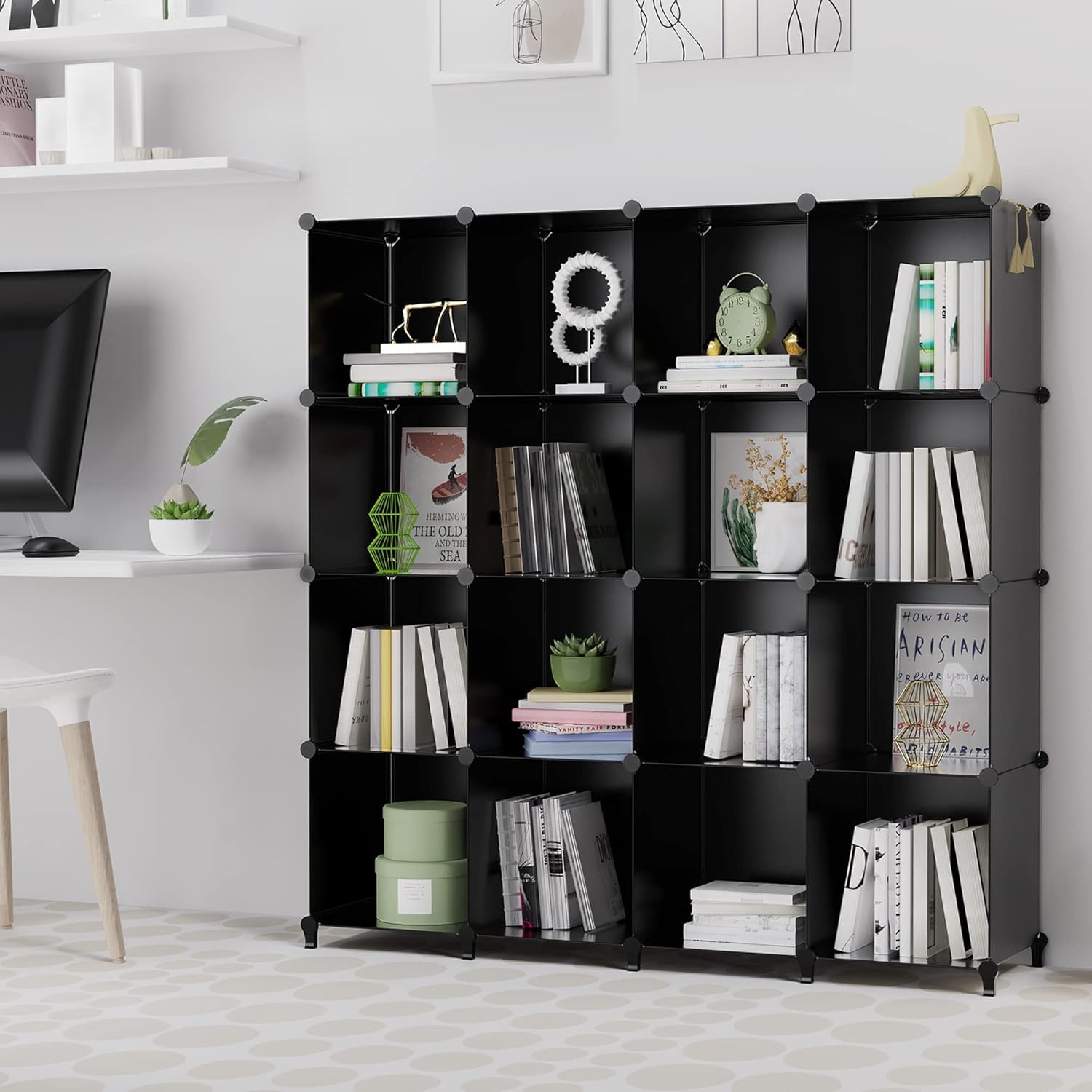 image:imageHOMIDEC Closet Organizers and Storage 16 Cube Storage Organizer Closet Organizer Bookshelf Cubes Shelves for Clothes Bedroom Kids Room Bathroom Wardrobe Garment Racks BlackBlack