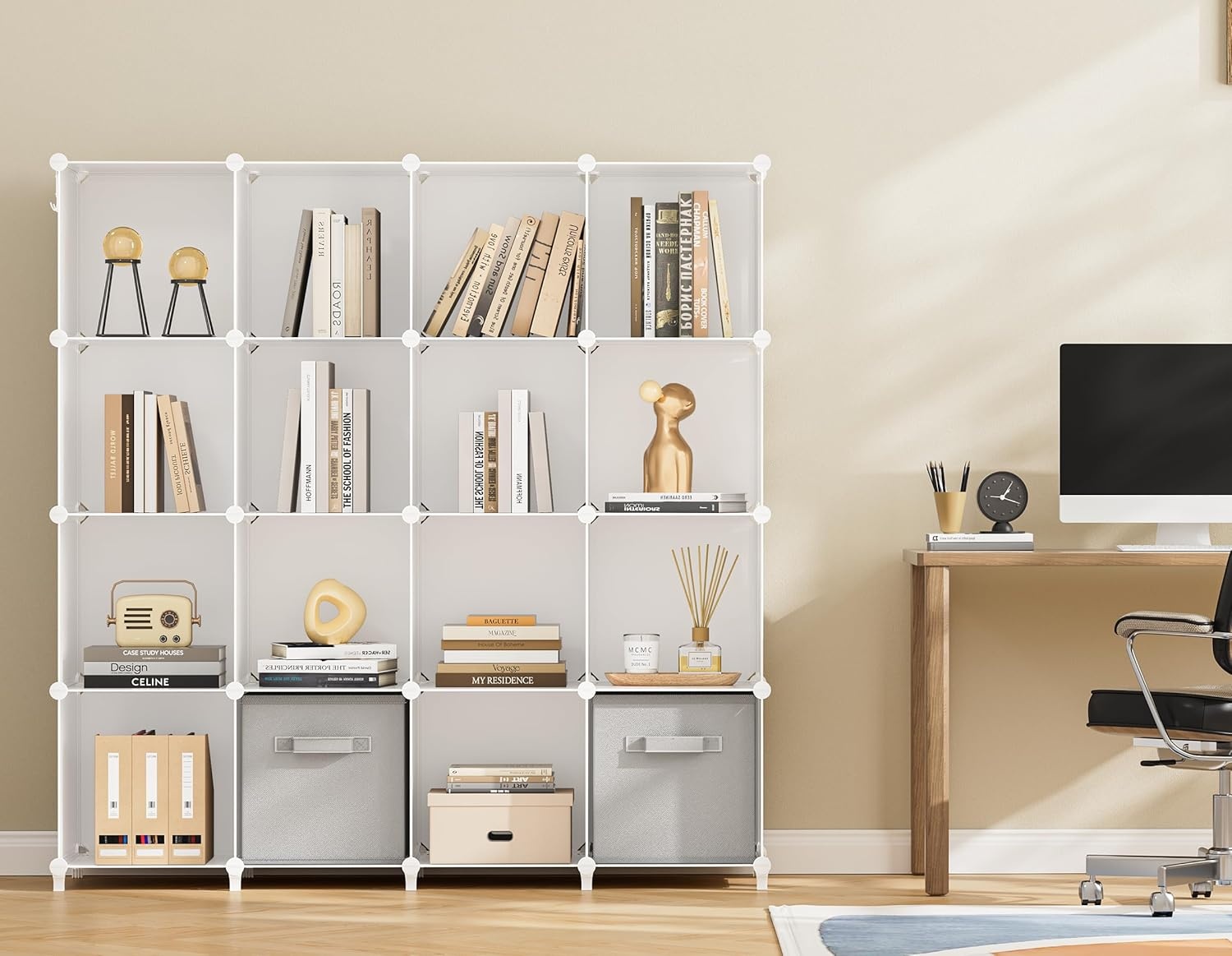 image:imageHOMIDEC Closet Organizers and Storage 16 Cube Storage Organizer Closet Organizer Bookshelf Cubes Shelves for Clothes Bedroom Kids Room Bathroom Wardrobe Garment Racks BlackWhite