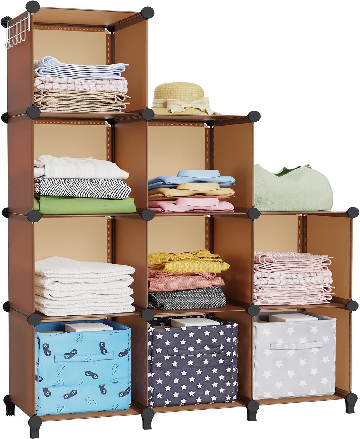 image:imageHOMIDEC Closet Organizers and Storage 16 Cube Storage Organizer Closet Organizer Bookshelf Cubes Shelves for Clothes Bedroom Kids Room Bathroom Wardrobe Garment Racks BlackBrown