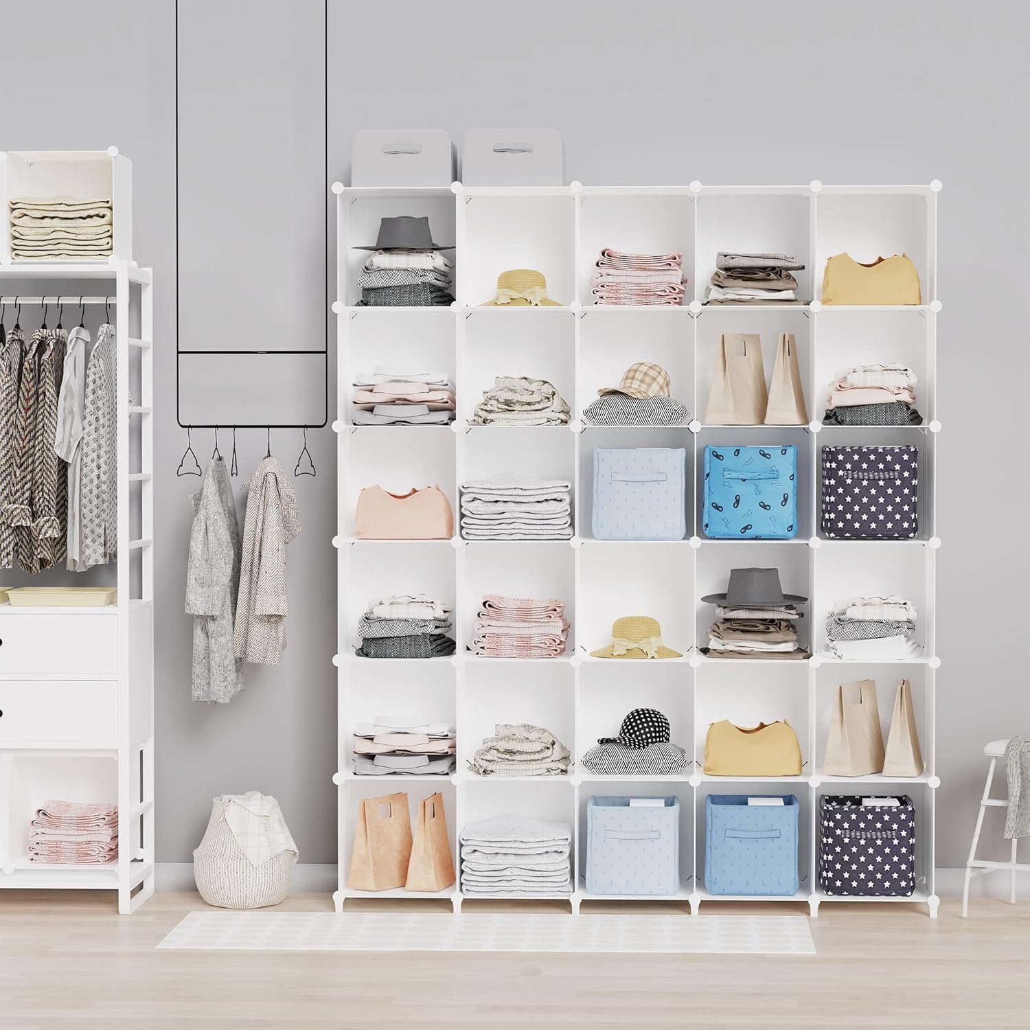 image:imageHOMIDEC Closet Organizers and Storage 16 Cube Storage Organizer Closet Organizer Bookshelf Cubes Shelves for Clothes Bedroom Kids Room Bathroom Wardrobe Garment Racks BlackWhite