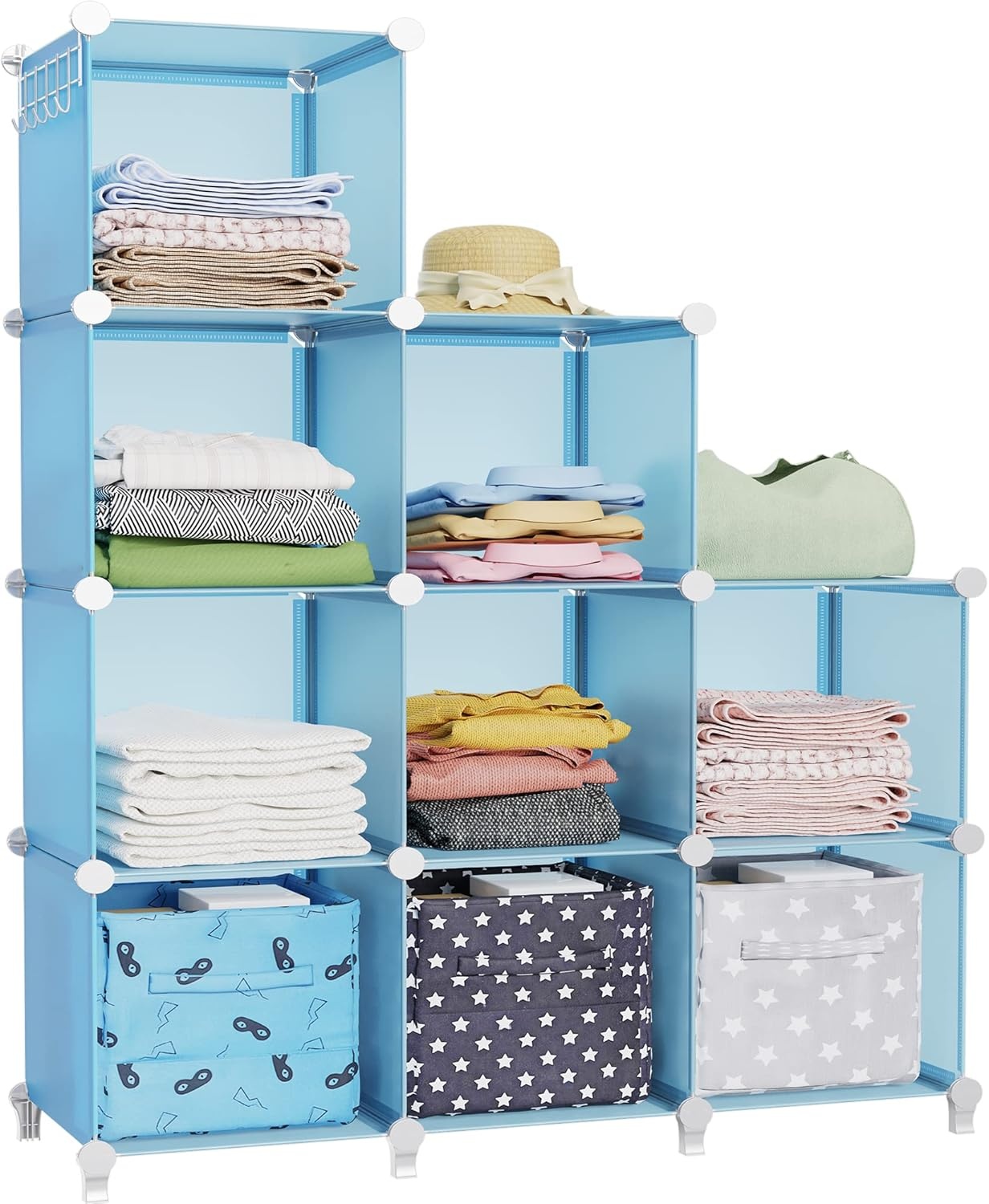 image:imageHOMIDEC Closet Organizers and Storage 16 Cube Storage Organizer Closet Organizer Bookshelf Cubes Shelves for Clothes Bedroom Kids Room Bathroom Wardrobe Garment Racks BlackBlue