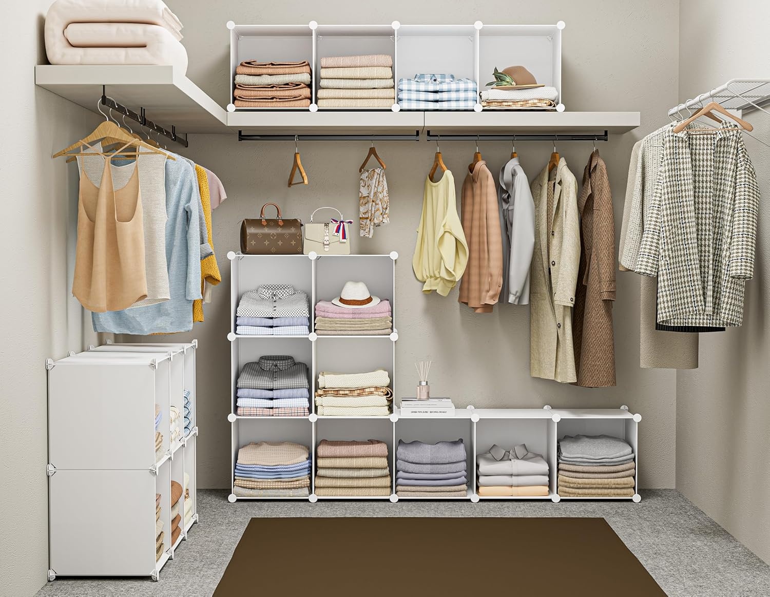 image:imageHOMIDEC Closet Organizers and Storage 16 Cube Storage Organizer Closet Organizer Bookshelf Cubes Shelves for Clothes Bedroom Kids Room Bathroom Wardrobe Garment Racks BlackWhite