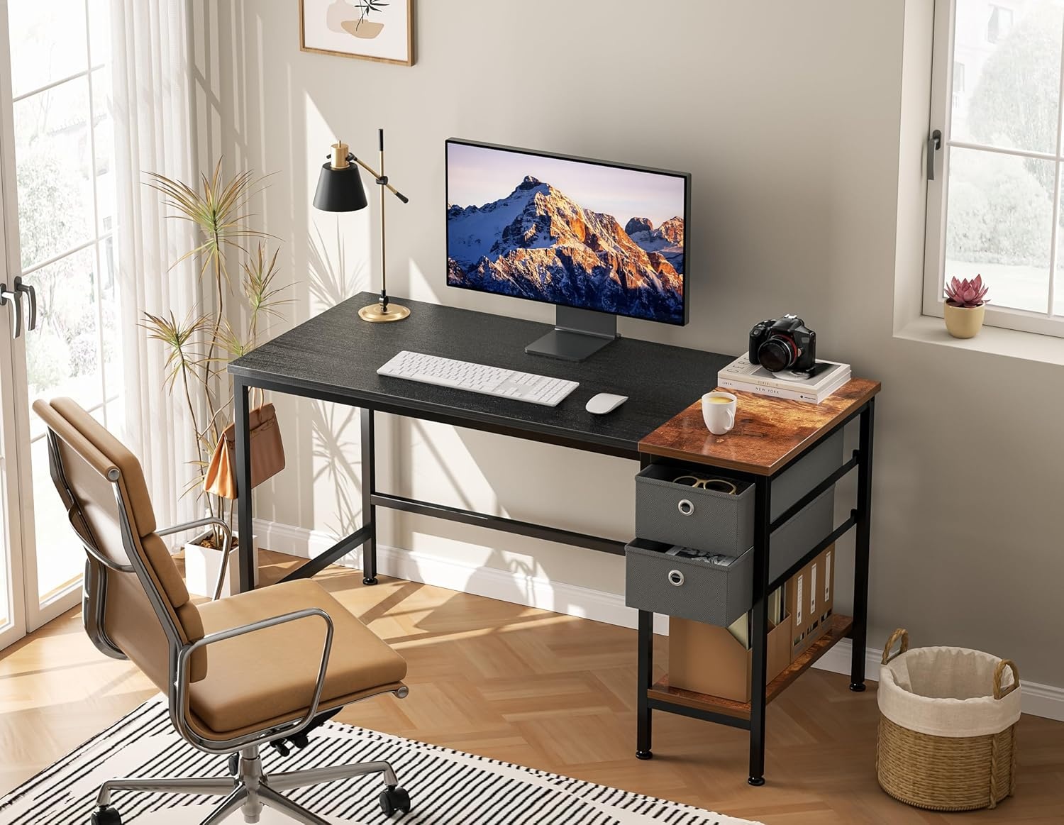 image:imageHOMIDEC Office Desk Computer Desk with Drawers 47 Study Writing Desks for Home with Storage Shelves Desks amp Workstations for Home Office Bedroom