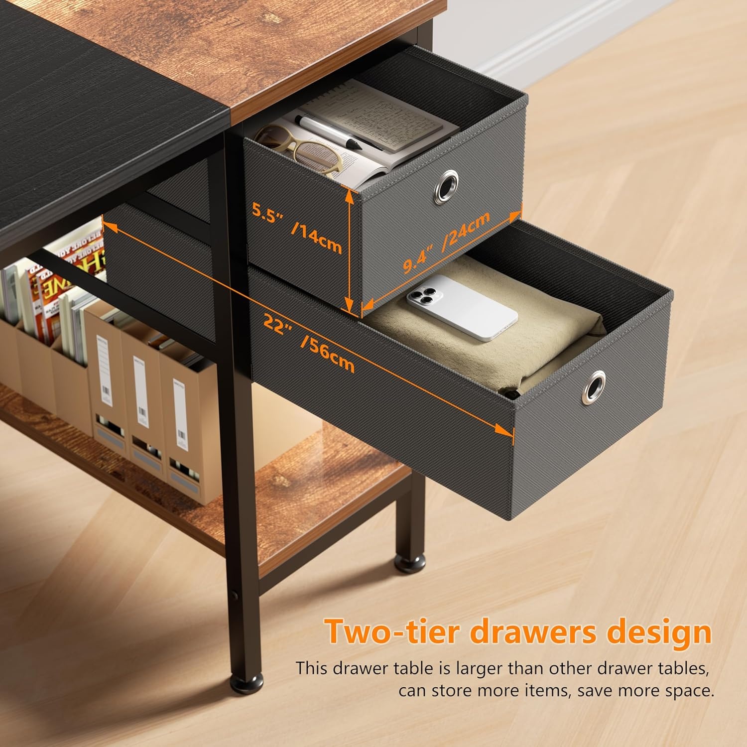 image:imageHOMIDEC Office Desk Computer Desk with Drawers 47 Study Writing Desks for Home with Storage Shelves Desks amp Workstations for Home Office Bedroom