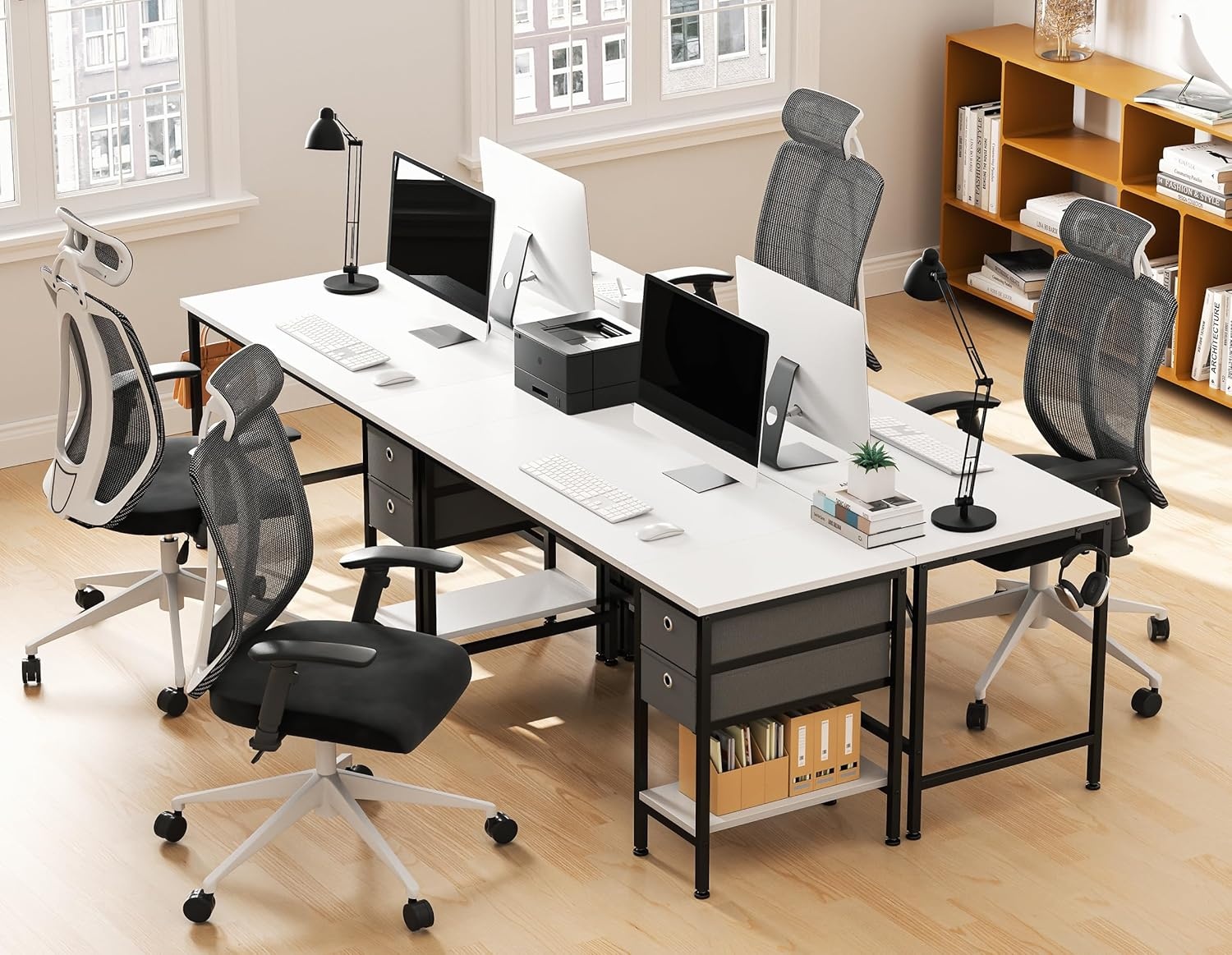 image:imageHOMIDEC Office Desk Computer Desk with Drawers 55 Study Writing Desks for Home with Storage Shelves Desks amp Workstations for Home Office Bedroom