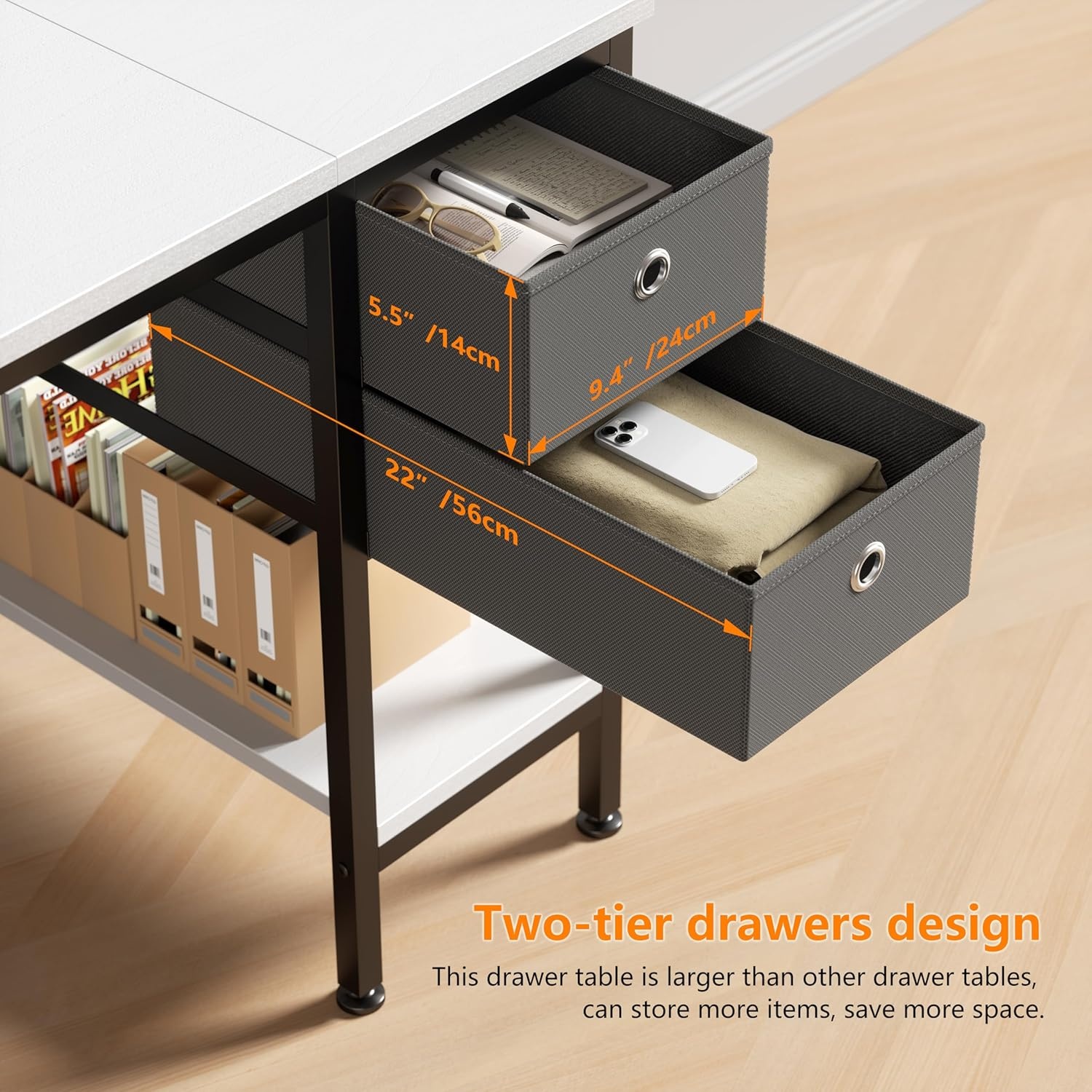 image:imageHOMIDEC Office Desk Computer Desk with Drawers 55 Study Writing Desks for Home with Storage Shelves Desks amp Workstations for Home Office Bedroom