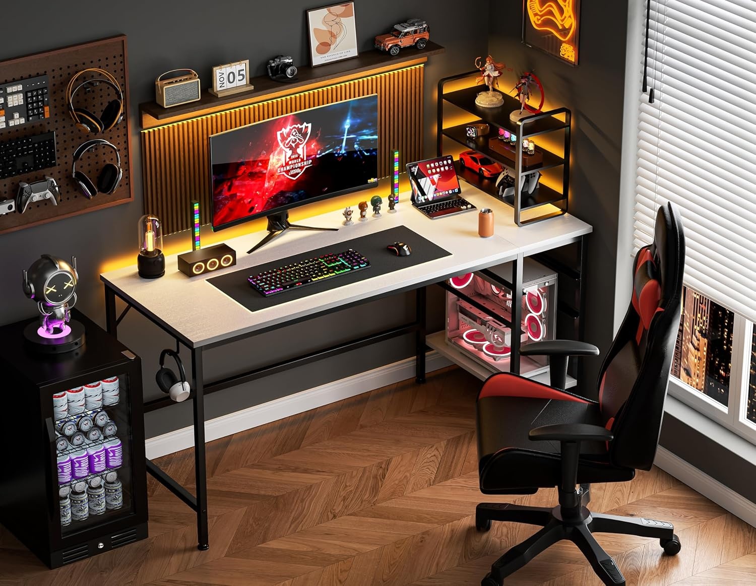 image:imageHOMIDEC Office Desk Computer Desk with Drawers 55 Study Writing Desks for Home with Storage Shelves Desks amp Workstations for Home Office Bedroom