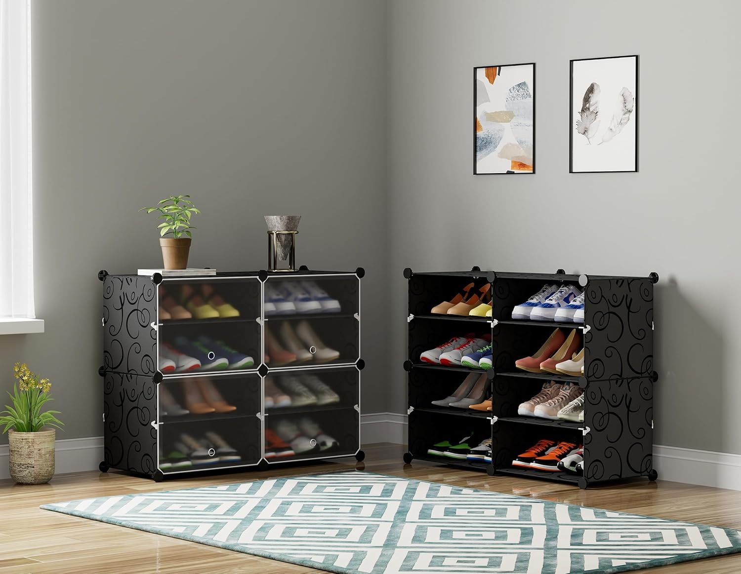 image:imageHOMIDEC Shoe Rack 6 Tier Shoe Storage Cabinet 24 Pair Plastic Shoe Shelves Organizer for Closet Hallway Bedroom EntrywayBlack