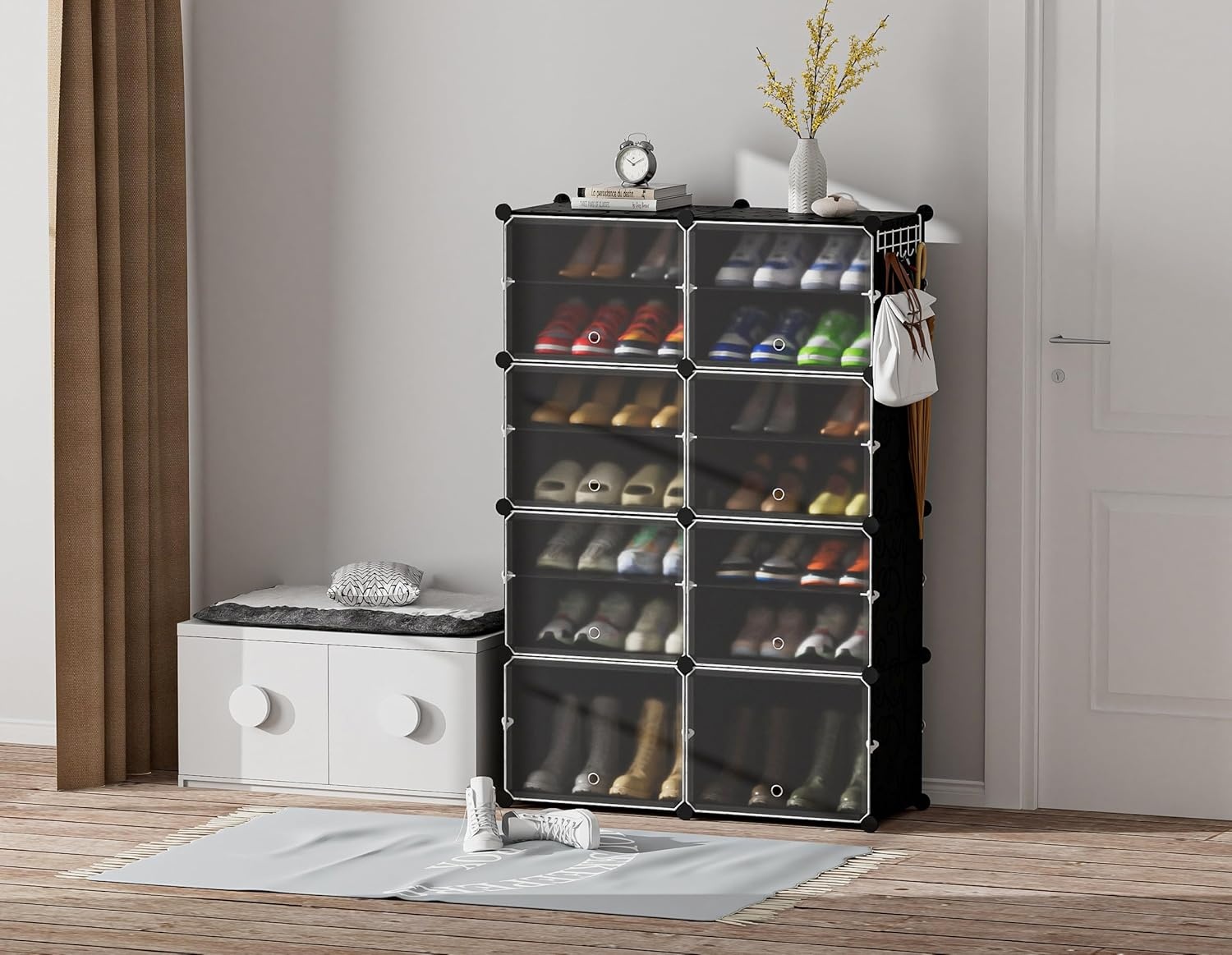 image:imageHOMIDEC Shoe Rack 6 Tier Shoe Storage Cabinet 24 Pair Plastic Shoe Shelves Organizer for Closet Hallway Bedroom EntrywayBlack