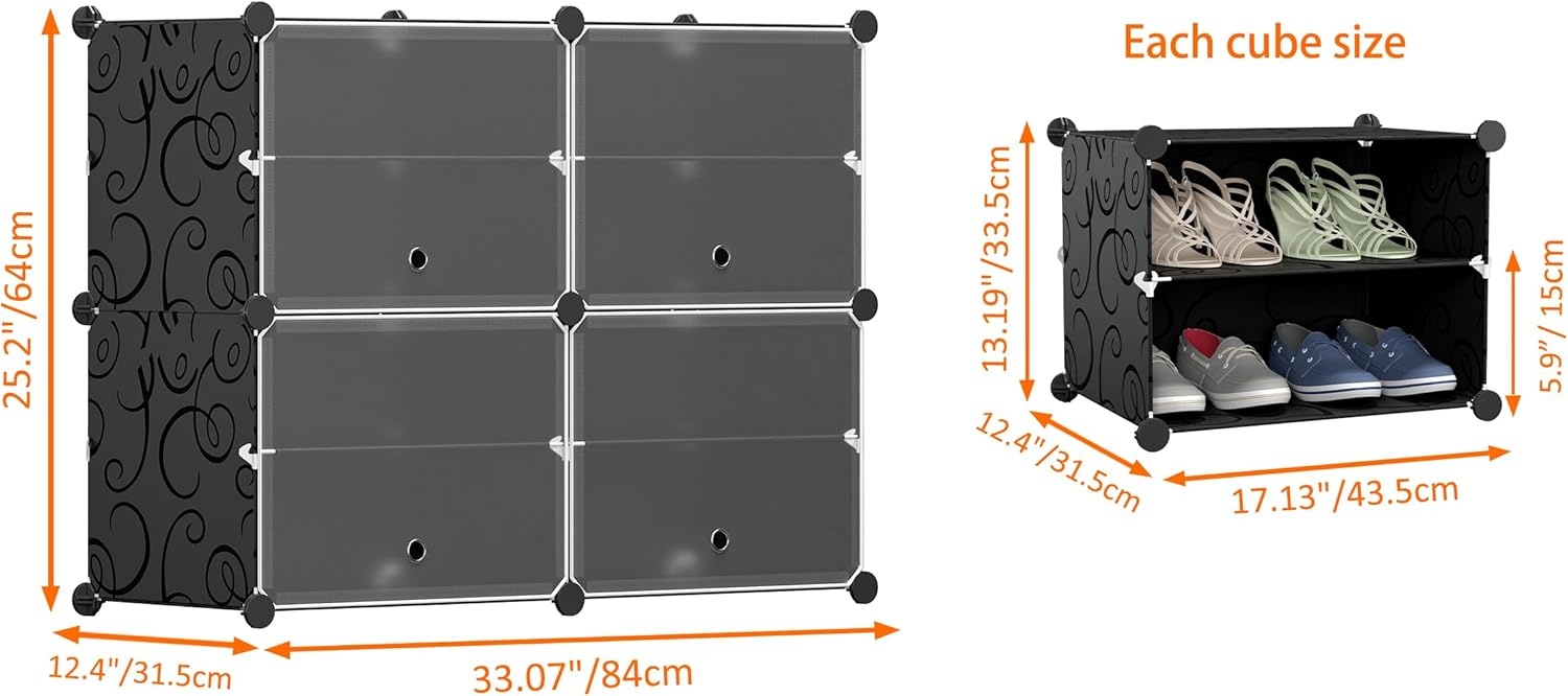image:imageHOMIDEC Shoe Rack 6 Tier Shoe Storage Cabinet 24 Pair Plastic Shoe Shelves Organizer for Closet Hallway Bedroom EntrywayBlack
