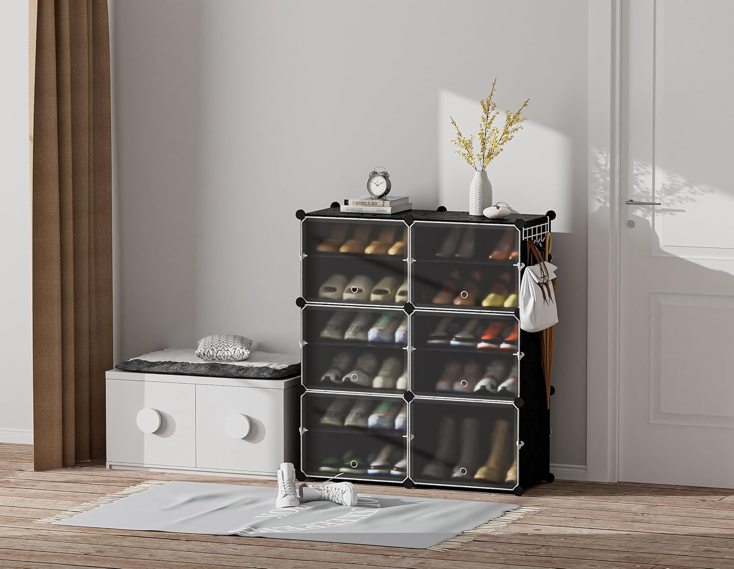 image:imageHOMIDEC Shoe Rack 6 Tier Shoe Storage Cabinet 24 Pair Plastic Shoe Shelves Organizer for Closet Hallway Bedroom EntrywayBlack