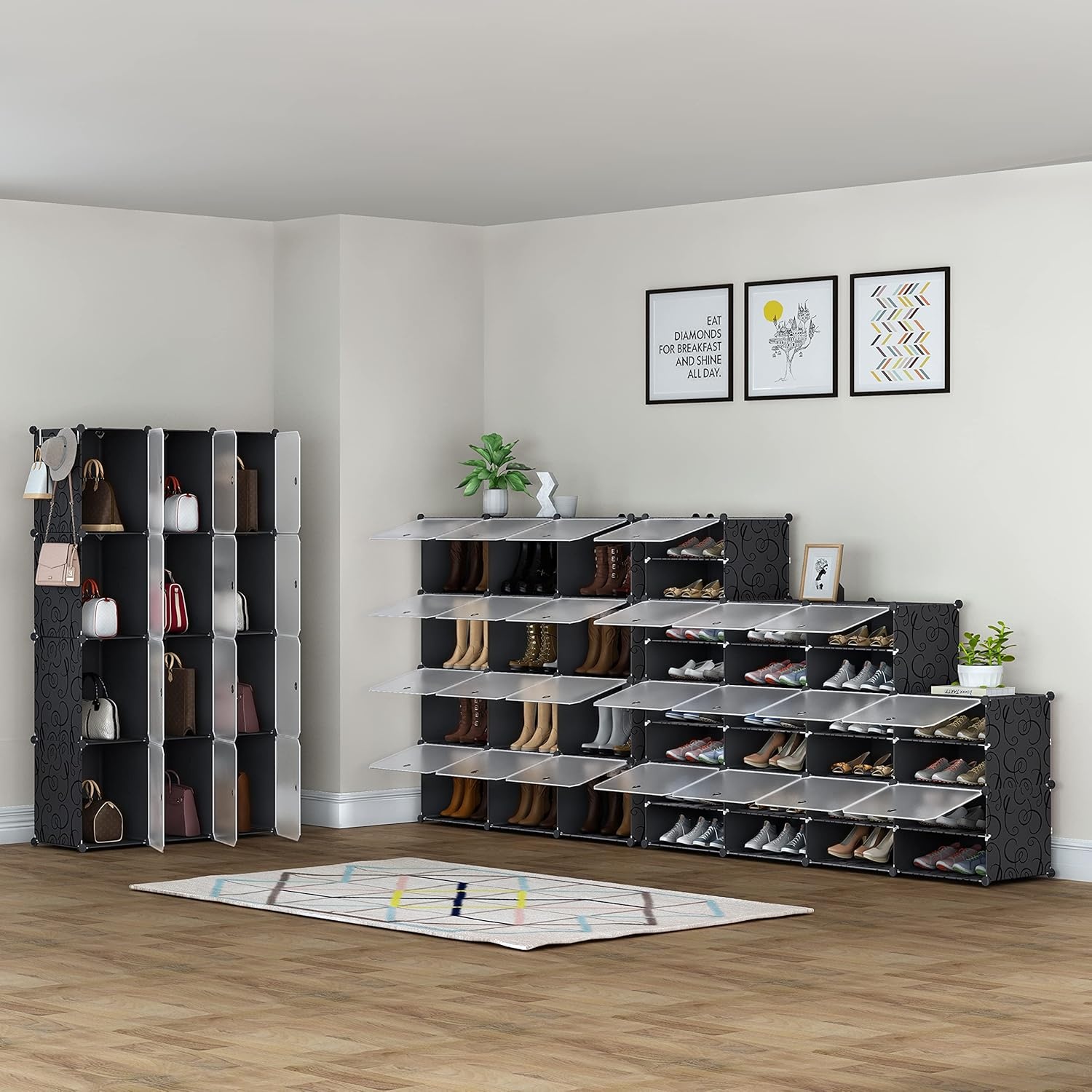 image:imageHOMIDEC Shoe Rack 6 Tier Shoe Storage Cabinet 24 Pair Plastic Shoe Shelves Organizer for Closet Hallway Bedroom EntrywayBlack