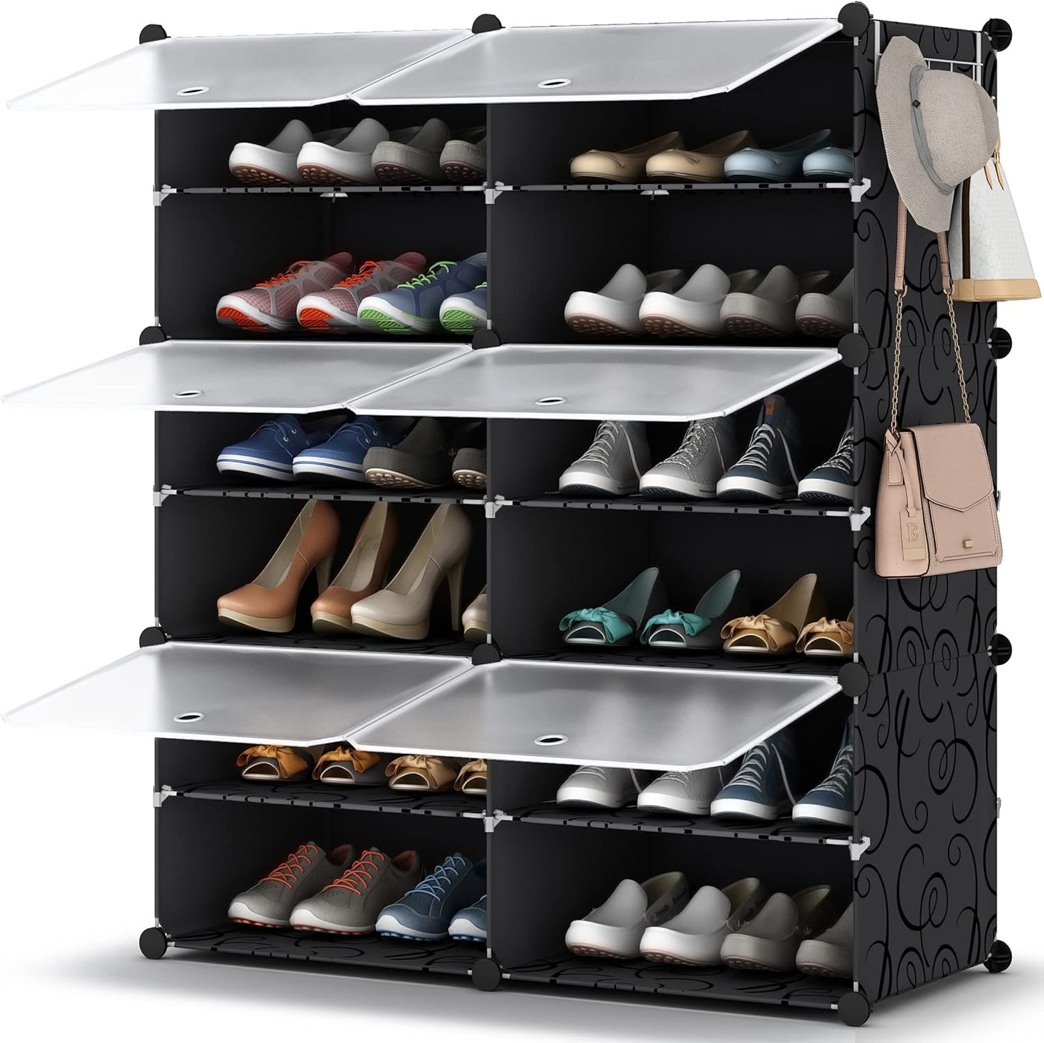 image:imageHOMIDEC Shoe Rack 6 Tier Shoe Storage Cabinet 24 Pair Plastic Shoe Shelves Organizer for Closet Hallway Bedroom EntrywayBlack