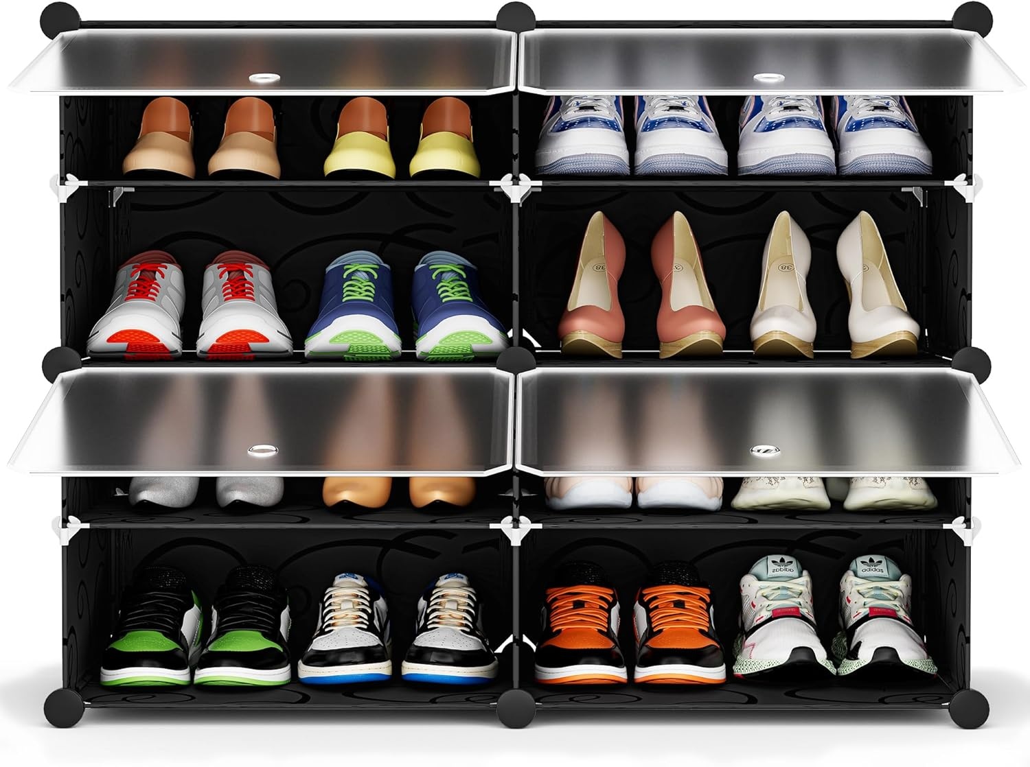 image:imageHOMIDEC Shoe Rack 6 Tier Shoe Storage Cabinet 24 Pair Plastic Shoe Shelves Organizer for Closet Hallway Bedroom EntrywayBlack